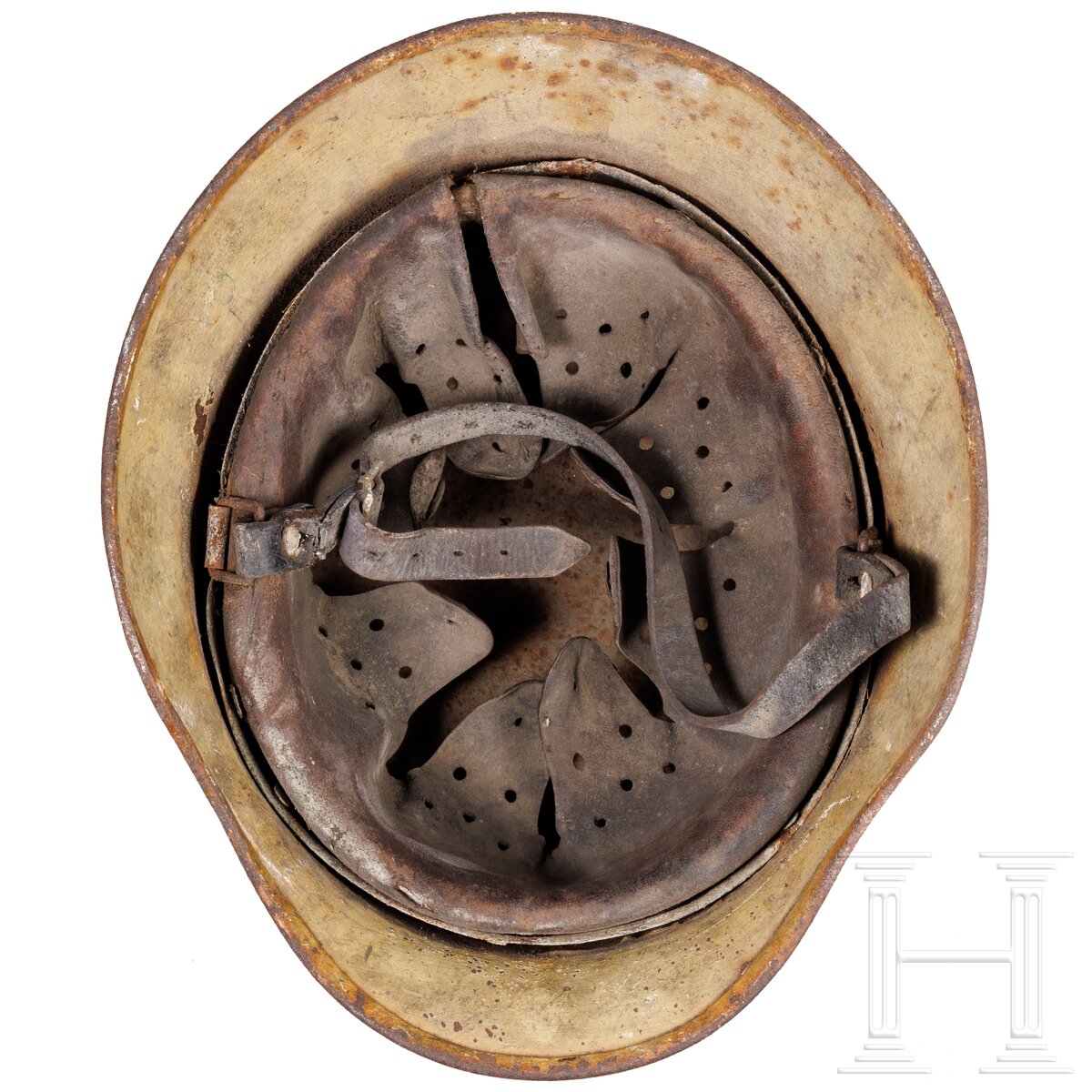 Stahlhelm M 35, deutsch, mit Wintertarnanstrich und belgischem Emblem - Image 3 of 6