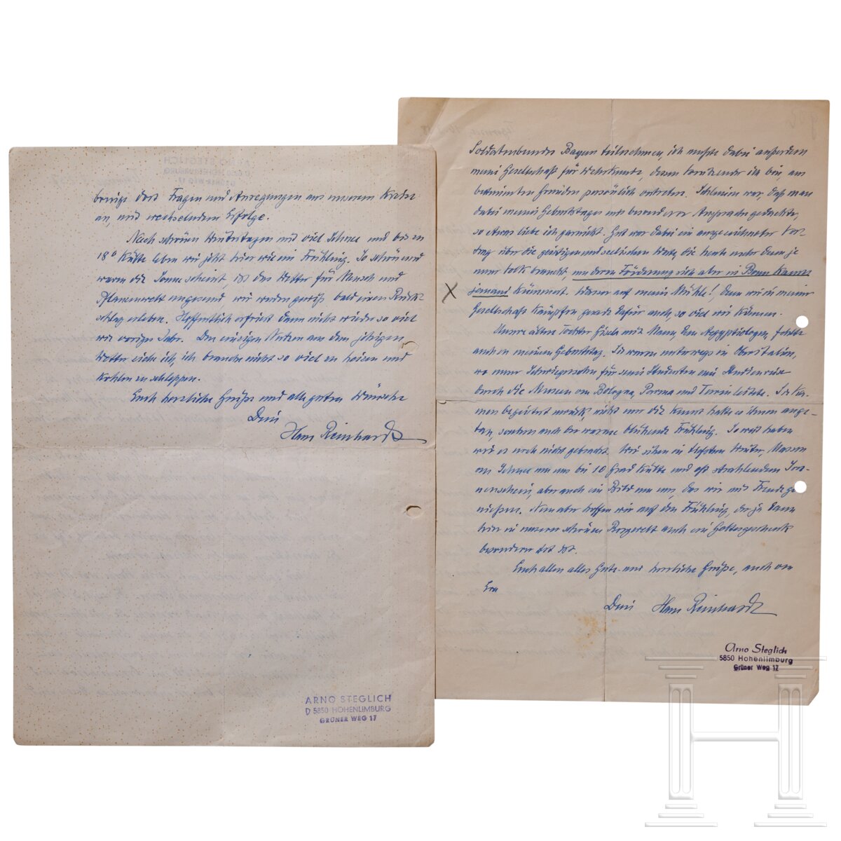 Generaloberst Hans Reinhardt - vier eigenhändige Briefe und eine Danksagungskarte, 1957 - 1959 - Image 3 of 3