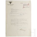 Gauleiter Otto Telschow - signierter Brief an Wilhelm Ziegelmayer, 1940