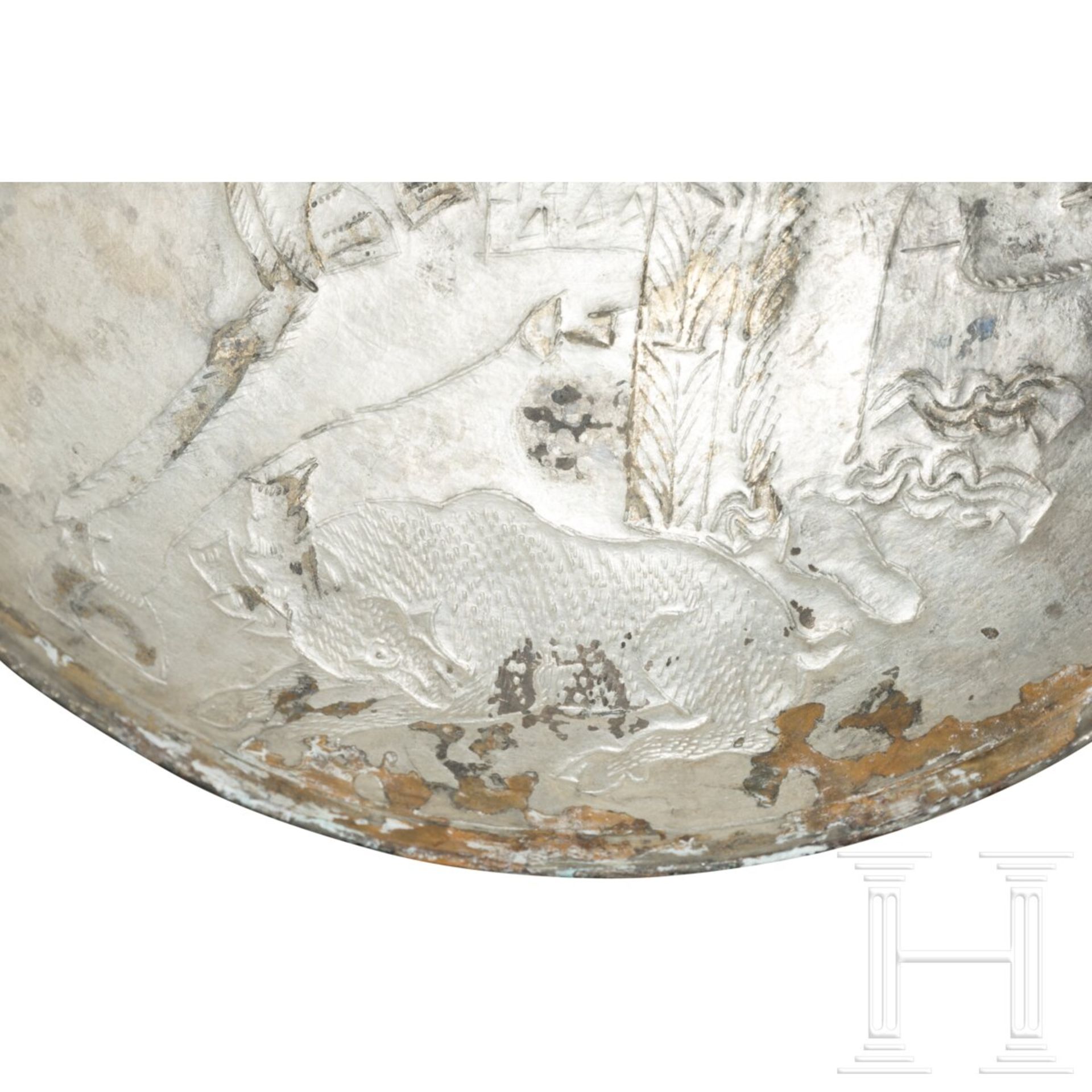 Silberschale mit Großkönig bei Jagd, sasanidisch, 4. - 5. Jhdt. n. Chr. - Bild 4 aus 6