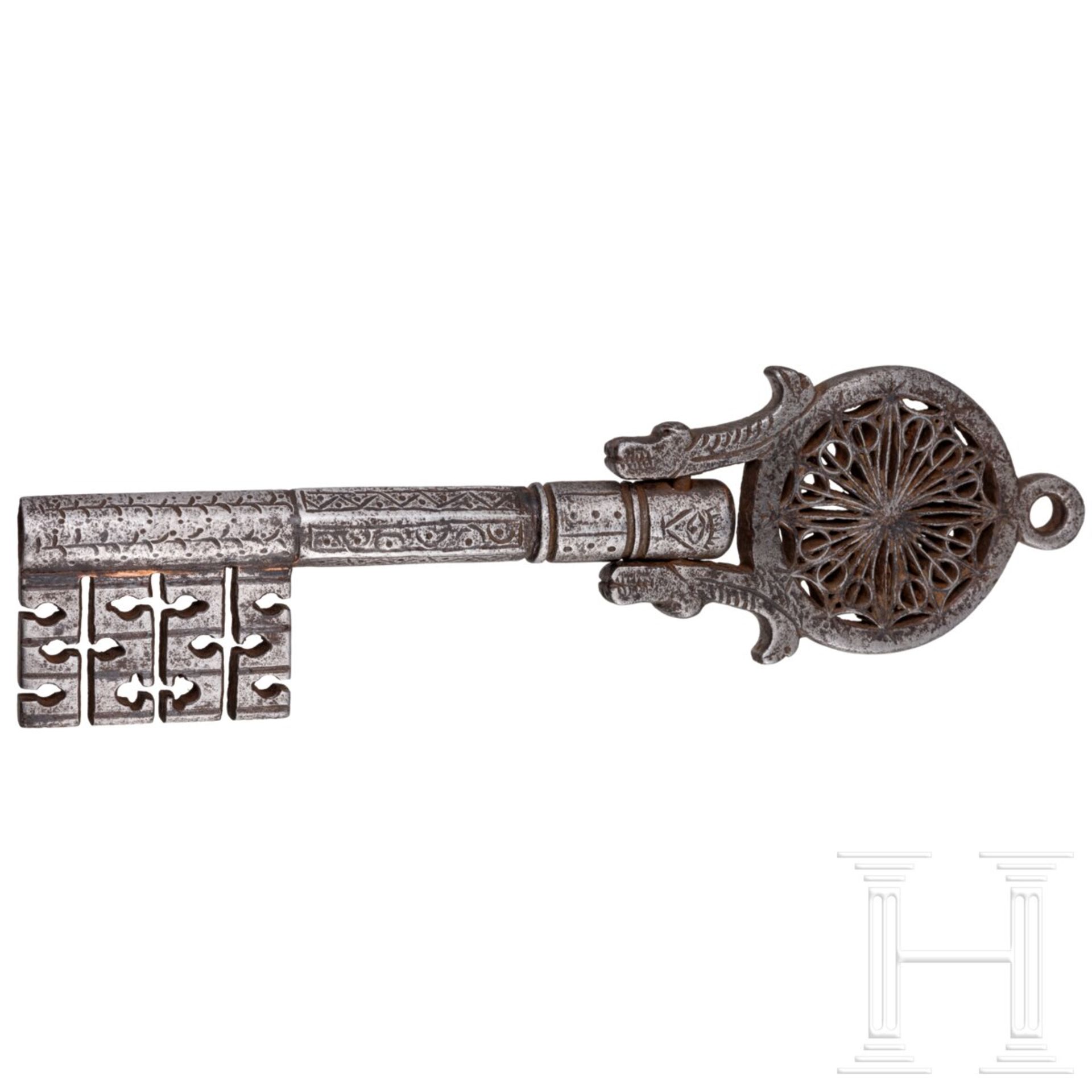 Großer Klappschlüssel im venezianischen Stil des 16./17. Jhdts., Italien, um 1900 - Bild 2 aus 3