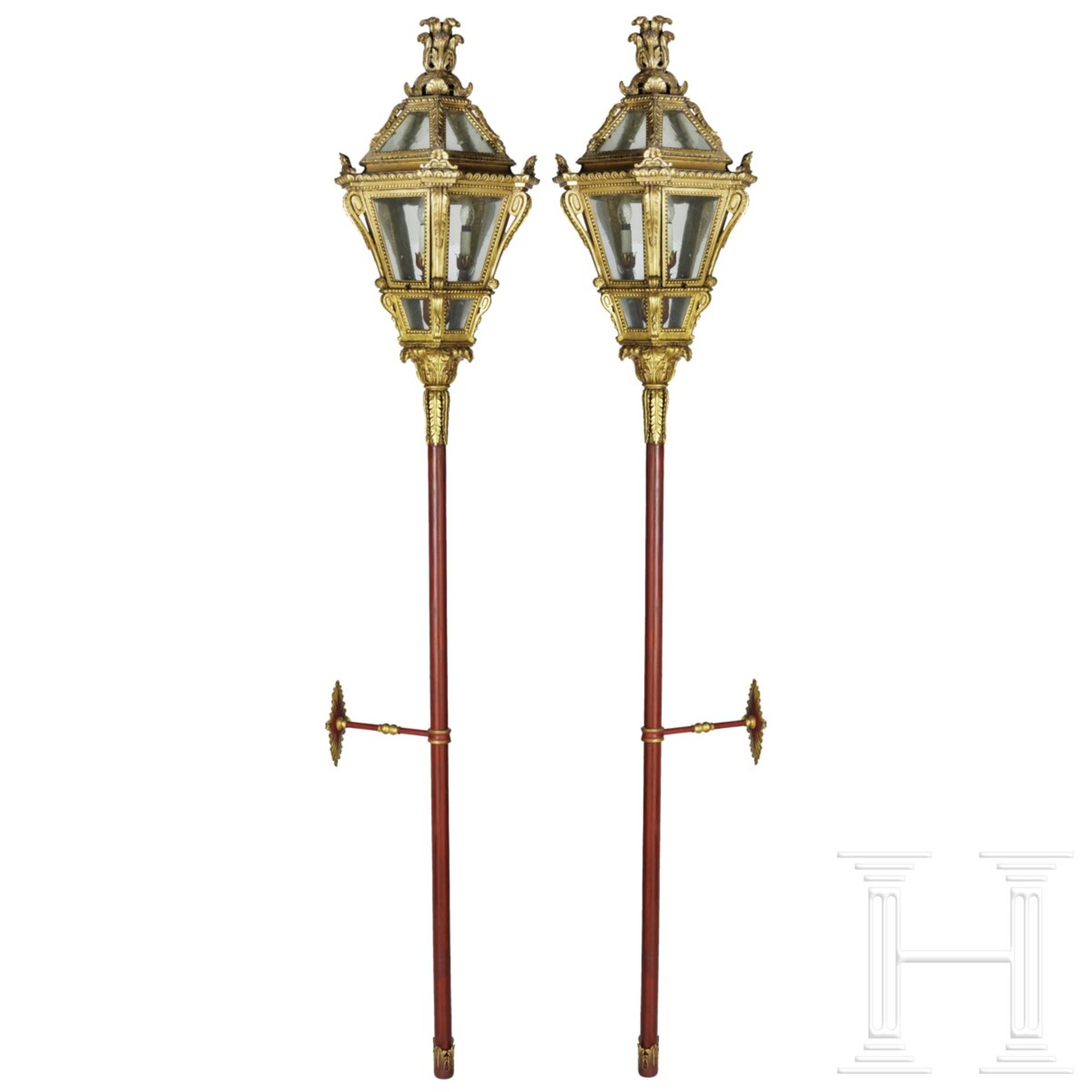 Ein Paar Lampen aus barocken Prozessionslaternen, deutsch, um 1720 - Image 2 of 5
