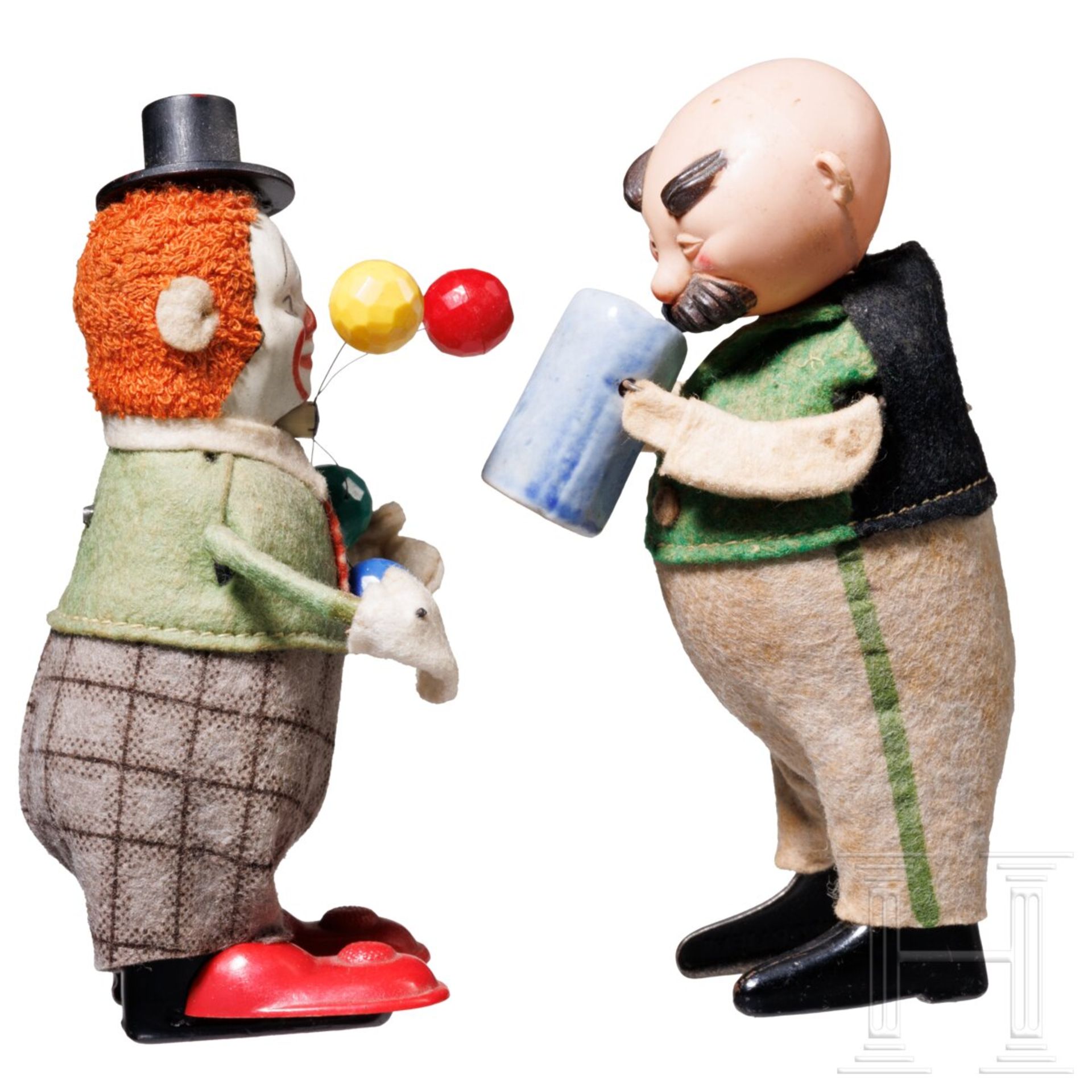Zwei Schuco-Tanzfiguren - Trachtenfigur "Vater mit Bierkrug" sowie Clown als Jongleur - Image 3 of 5