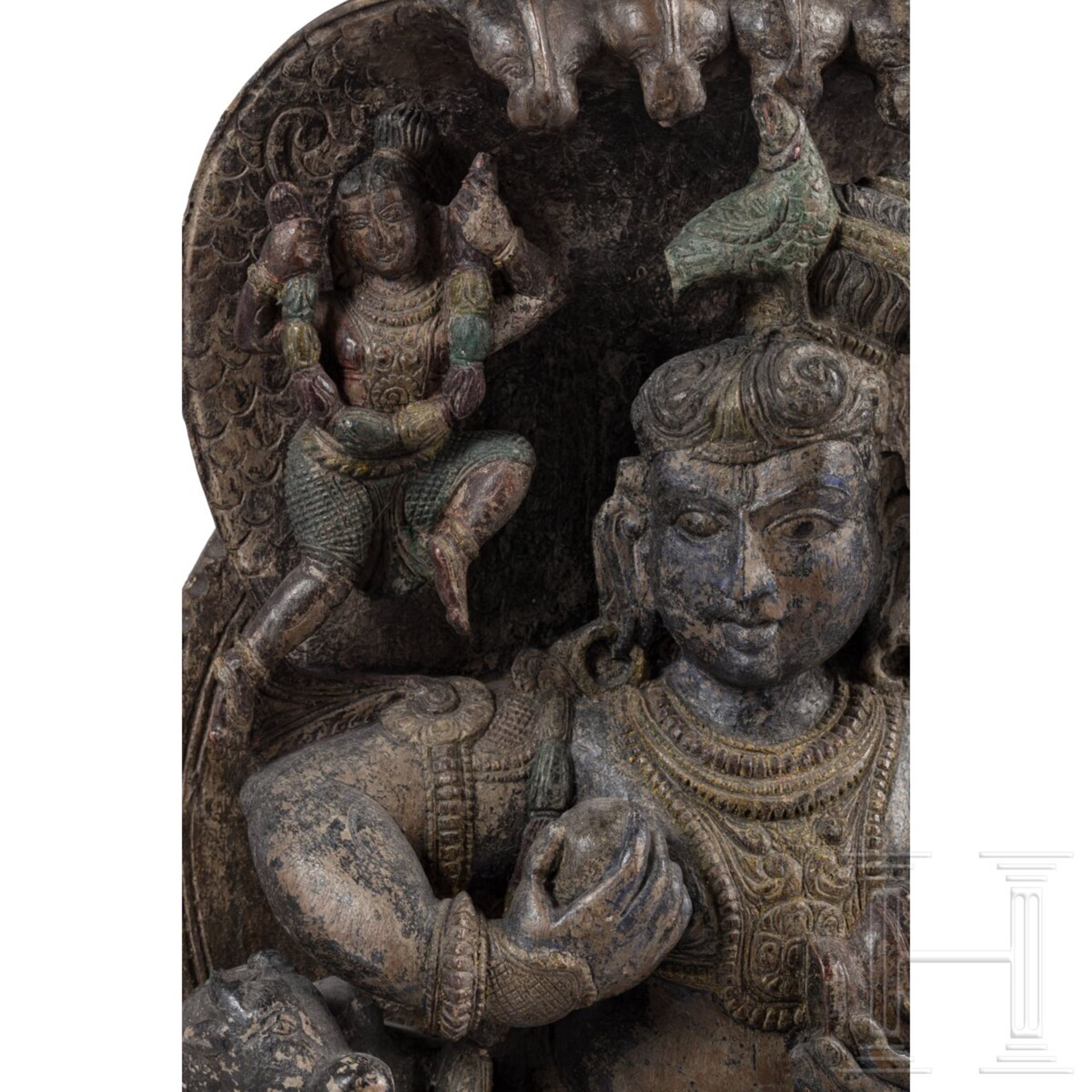 Große Holzskulptur von Shiva und Vasuki, Indien, 18./19. Jhdt. - Image 3 of 4