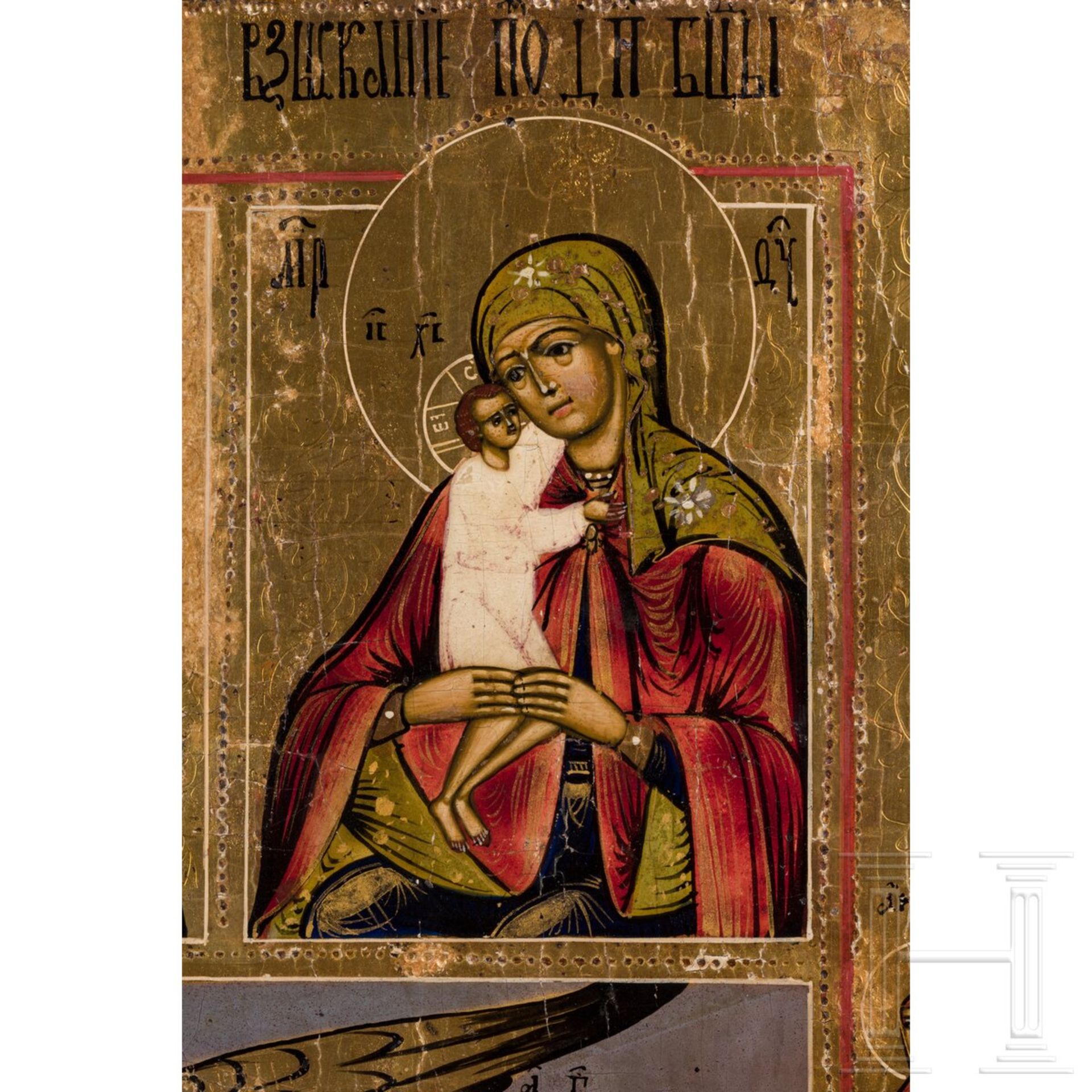 Große Mehrfelderikone mit der Schutzmantel-Madonna, Russland, Vetka, 2. Hälfte 19. Jhdt.  - Bild 4 aus 4