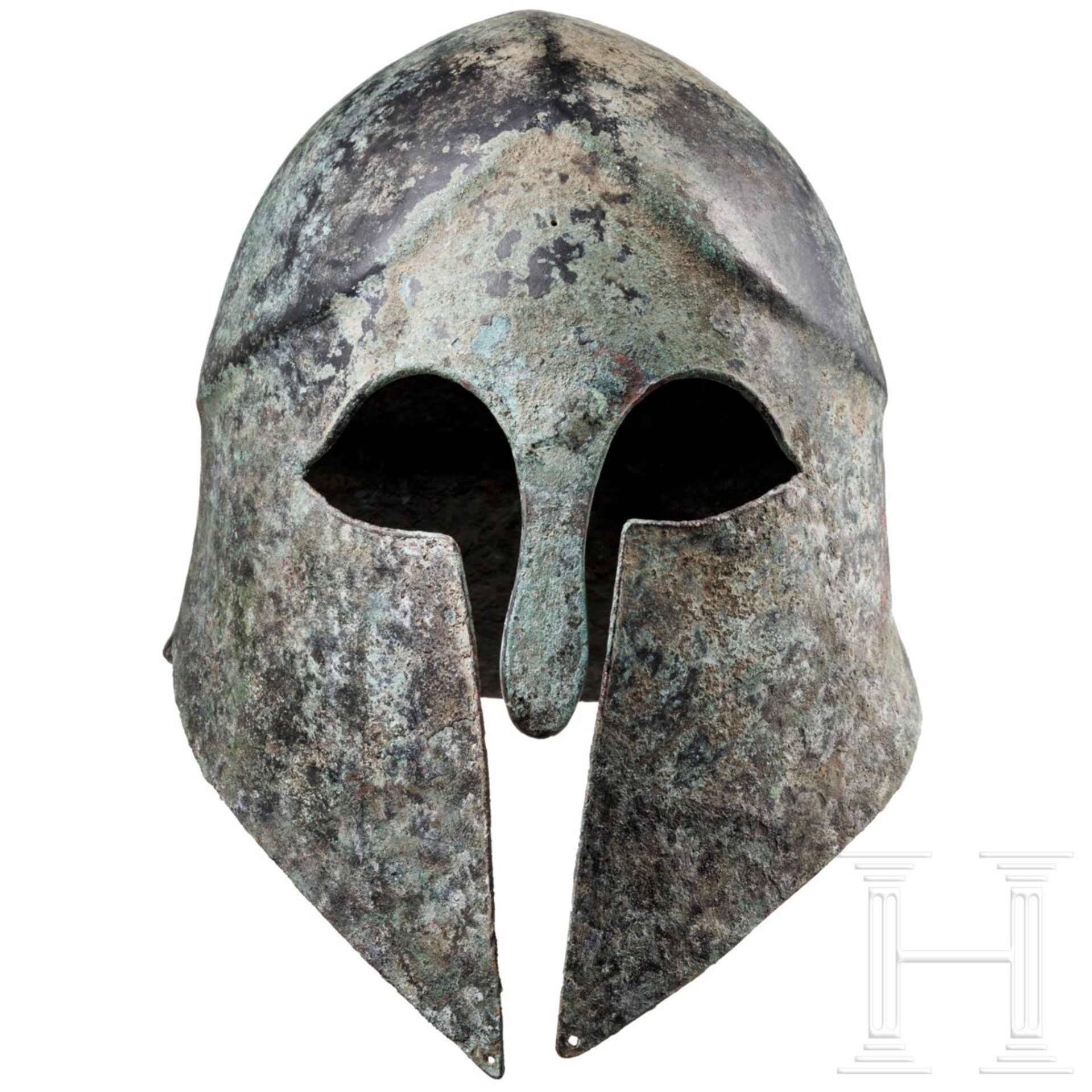 Korinthischer Helm der entwickelten dritten Stufe mit Merkmalen der Lamia-Gruppe, letztes Drittel 6.