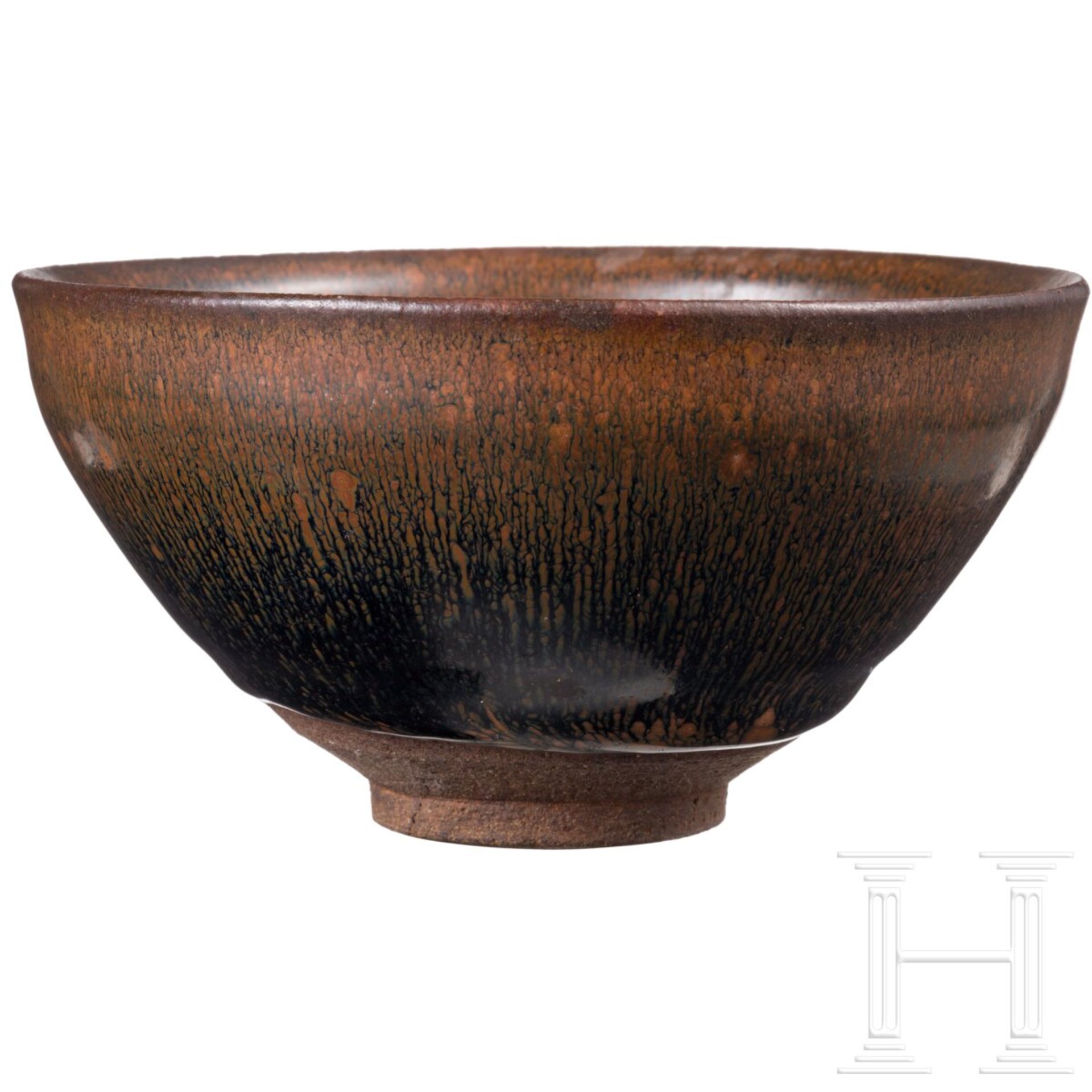 Jianyao-Teeschale mit Hasenfellglasur, China, wohl Song-Dynastie (12./13. Jhdt.)