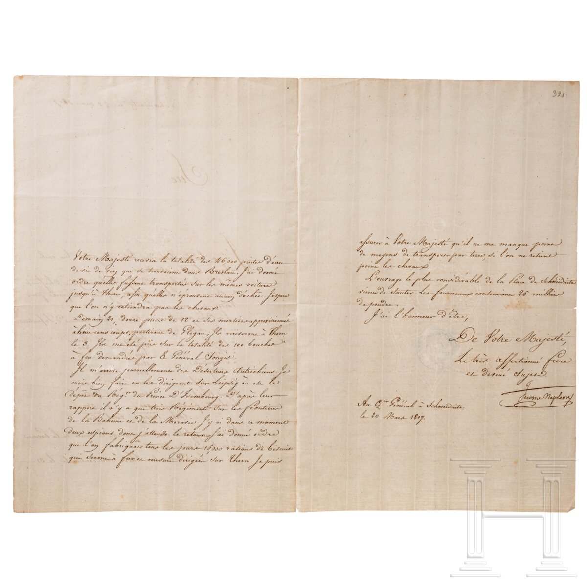 Jerome Bonaparte - Brief an seinen Bruder Napoleon I., datiert 20.3.1807 - Image 2 of 2