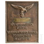 Ehrenschild "Für hervorragende Leistung - Der kommandierende General und Befehlshaber im Luftgau XI"