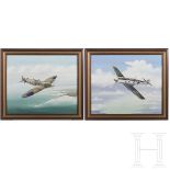 John Batchelor - zwei Gemälde von Flugzeugmodellen, England, datiert 1988, England, datiert 1988
