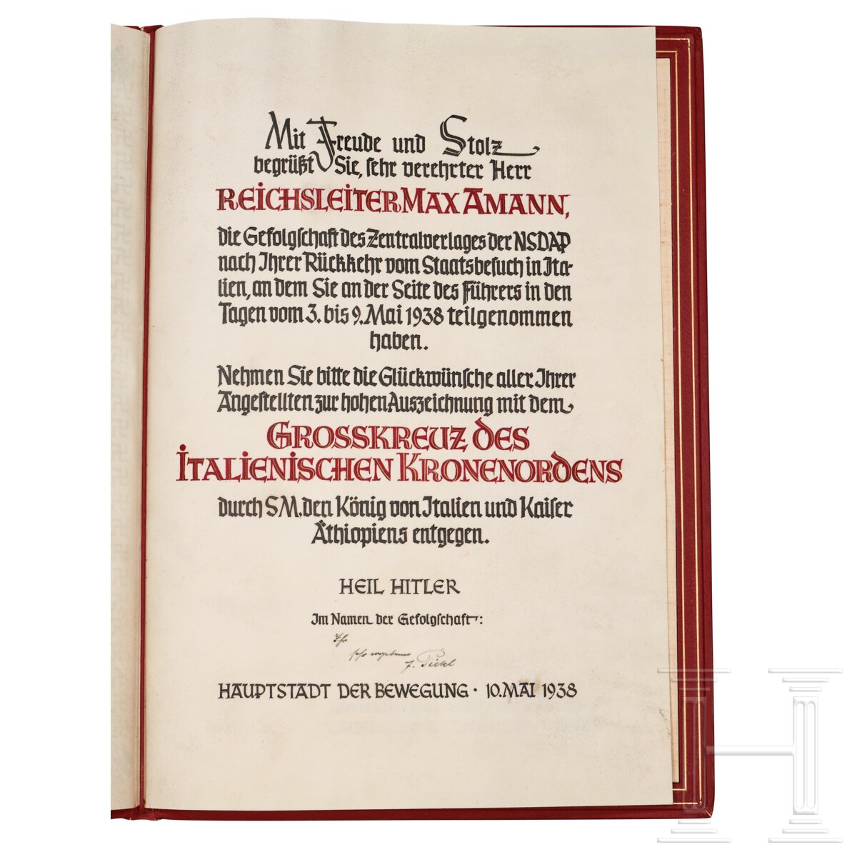 Max Ammann - Geschenkmappe zur Verleihung des Großkreuzes des Ordens der Italienischen Krone  - Bild 11 aus 18