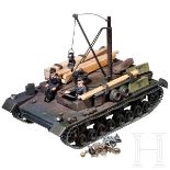 Modell eines Bergepanzers IV in grauer Lackierung mit Zubehör