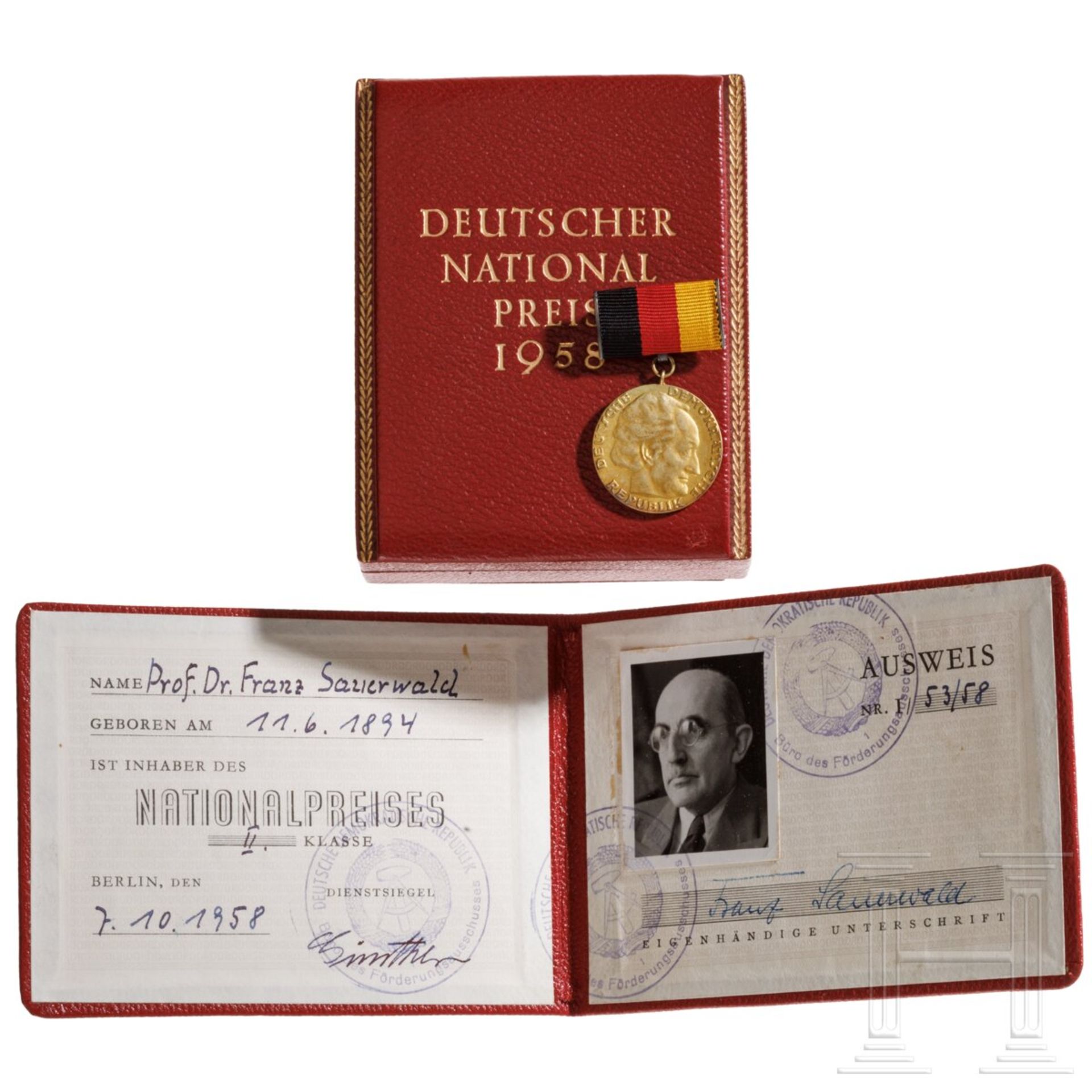 Prof. Dr. Franz Sauerwald (1894 - 1979) - Auszeichnungsnachlass mit Nationalpreis von 1958 - Image 2 of 15