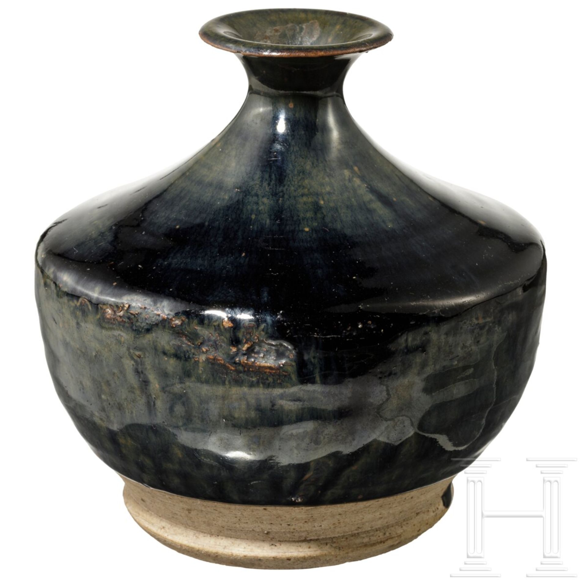 Schwarz-braun glasierte "Henan"-Weinflasche, China, wohl Song-/Yuan-Dynastie - Image 2 of 5