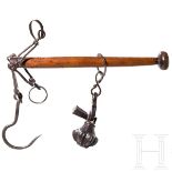 Balkenwaage (Laufgewichtswaage, Schnellwaage) mit frühem Schwertknauf-Gewicht, Italien, 19. Jhdt.
