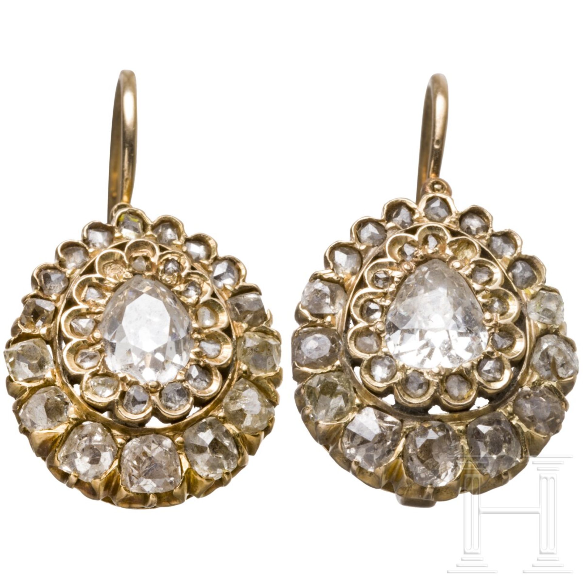 Ein Paar Altschliff-Diamant-Ohrringe - Bild 2 aus 6