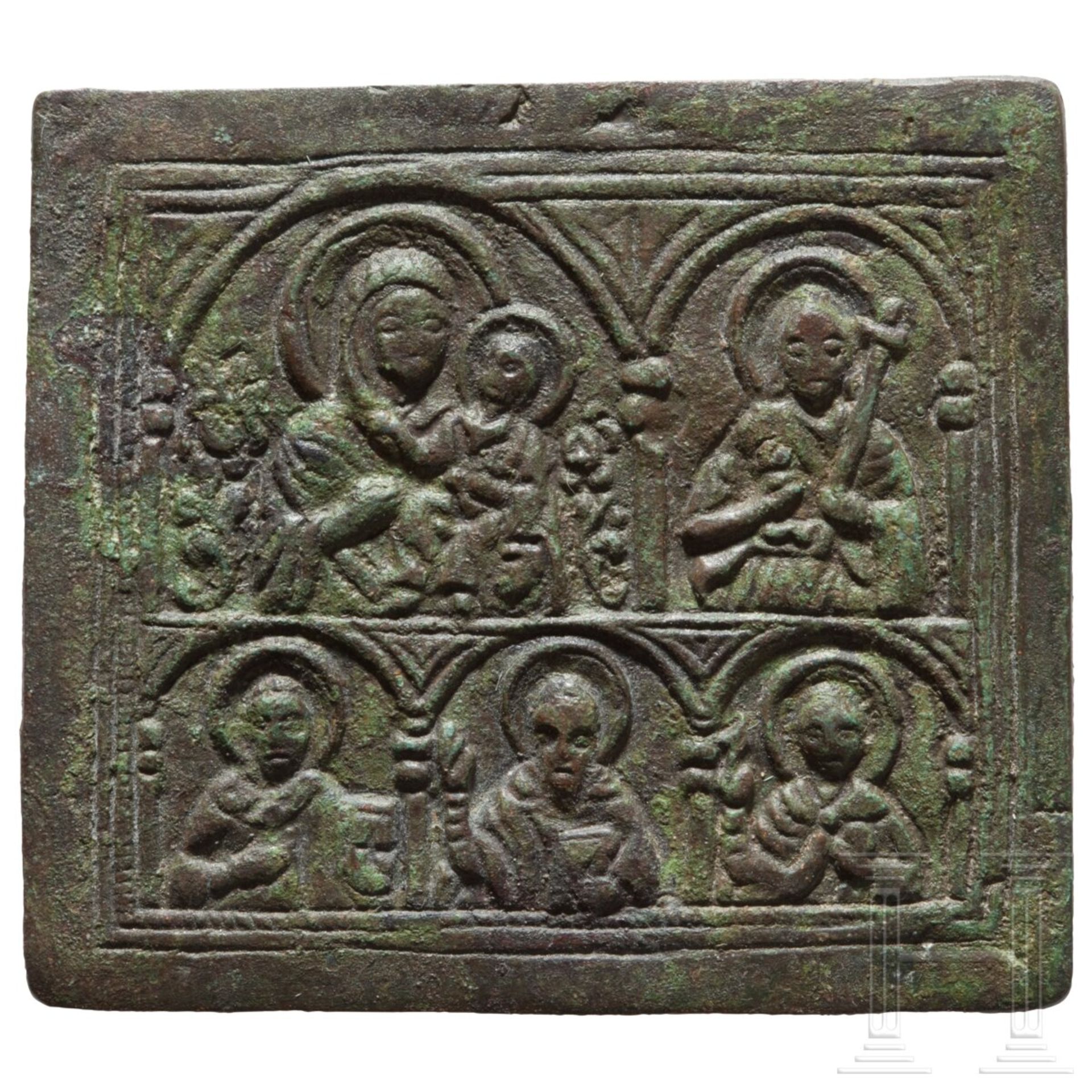 Kleine reliefierte Bronzetafel, spätbyzantinisch, 11. - 14. Jhdt.