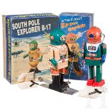 Zwei Space-Roboter von Tin Tom Toys - South Pole Explorer B-17 und Interplanet Space Captain, in ori