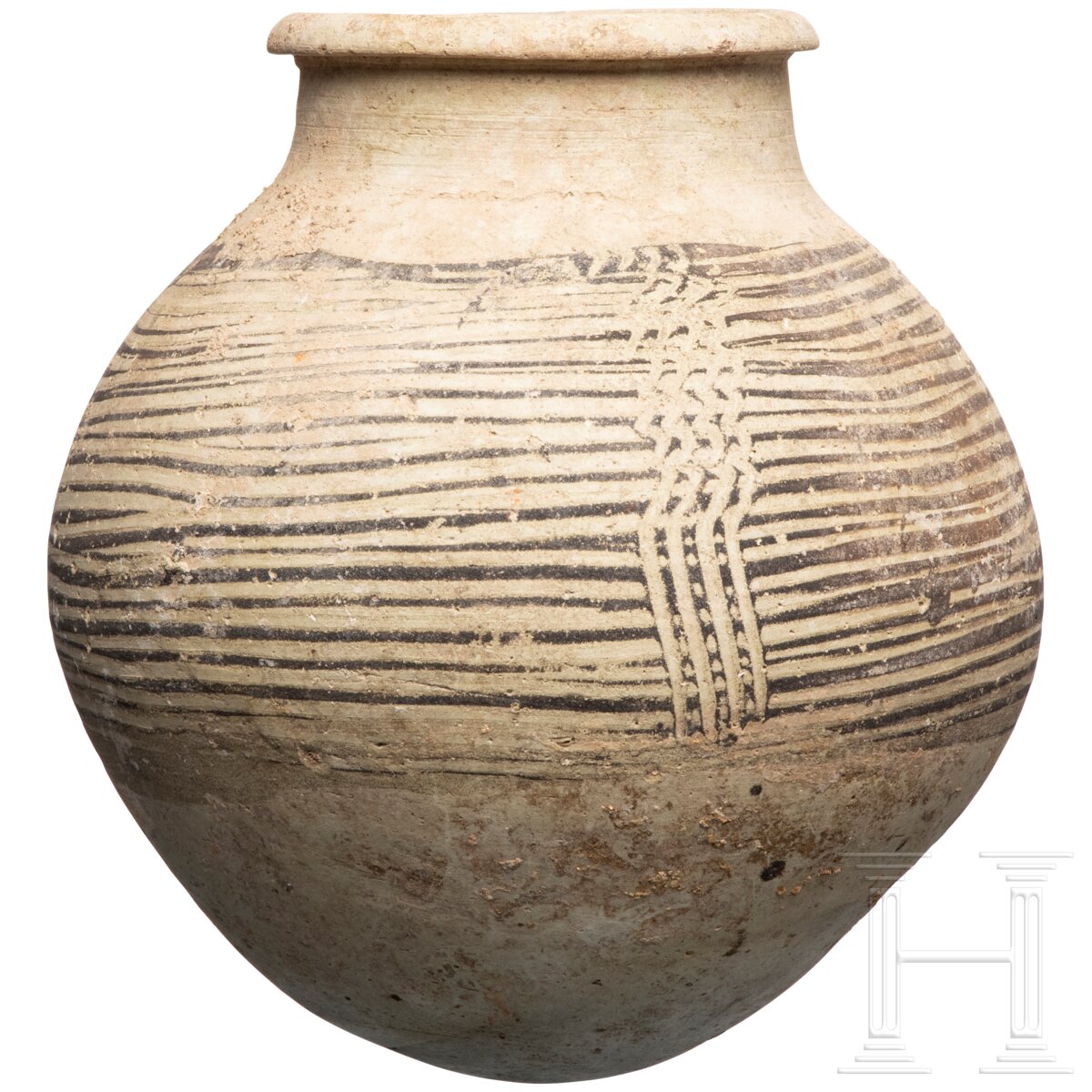 Ovoides Keramikgefäß mit Streifendekor, Khabur-Keramik, Syrien, 1. Hälfte 2. Jtsd. v. Chr. - Image 2 of 2