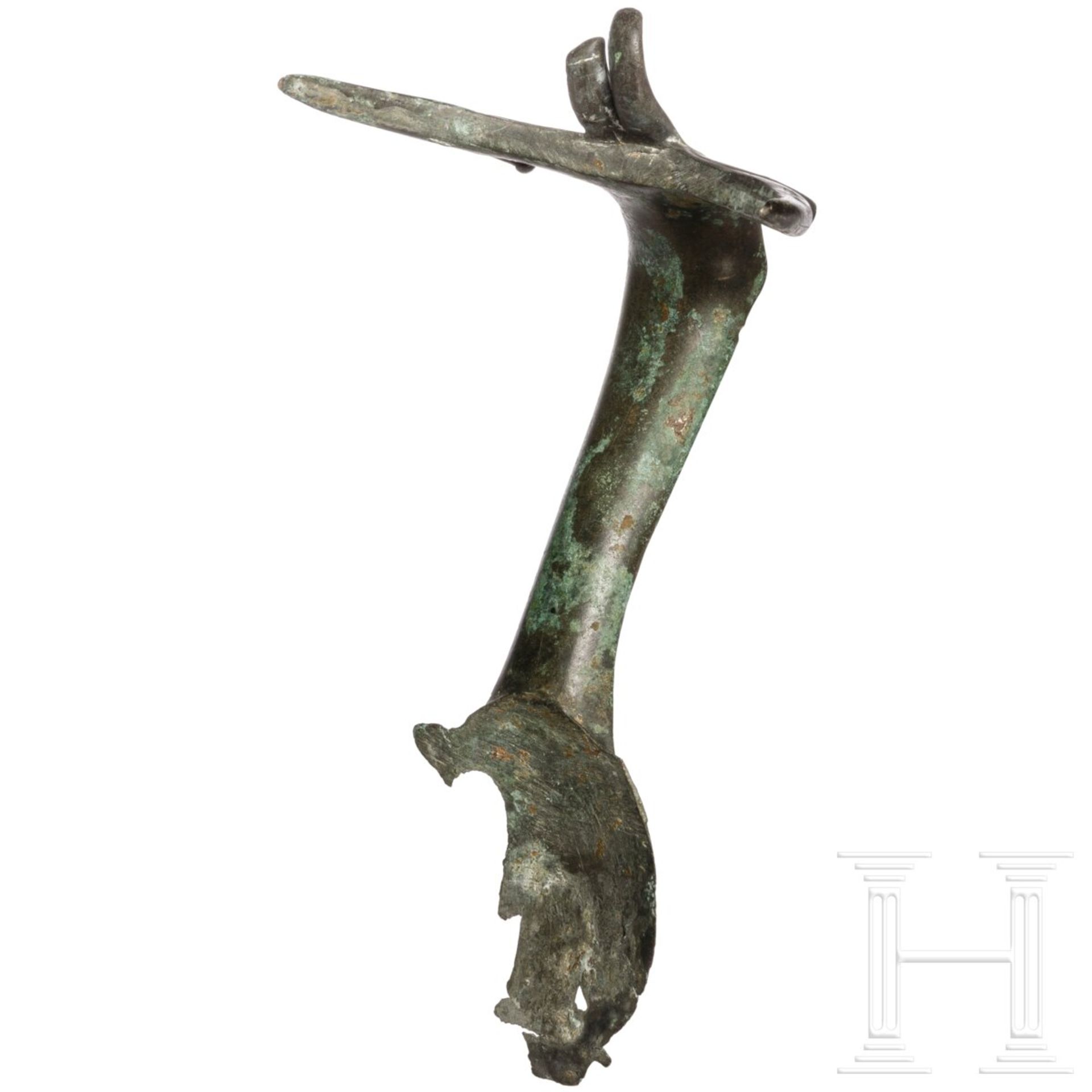 Figürlich verzierter Bronzegriff, römisch, 2. - 3. Jhdt. - Image 2 of 2