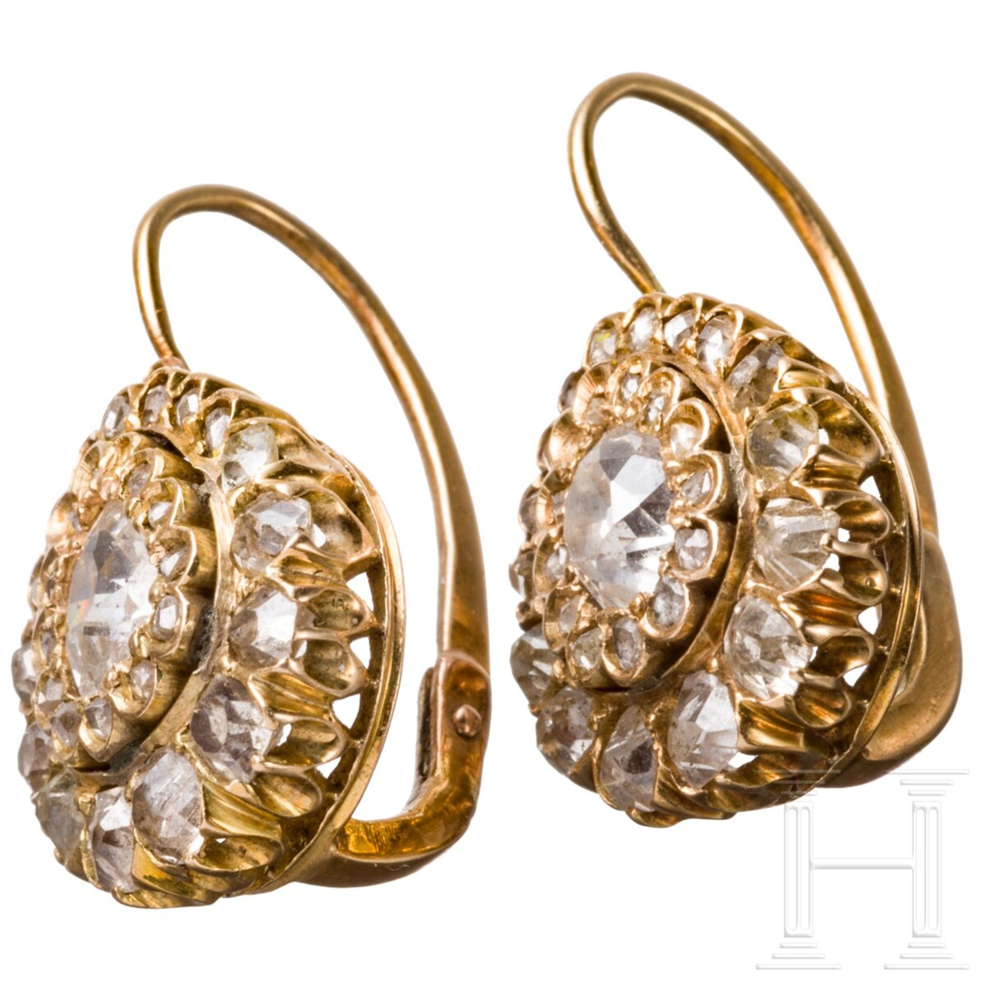 Ein Paar Altschliff-Diamant-Ohrringe