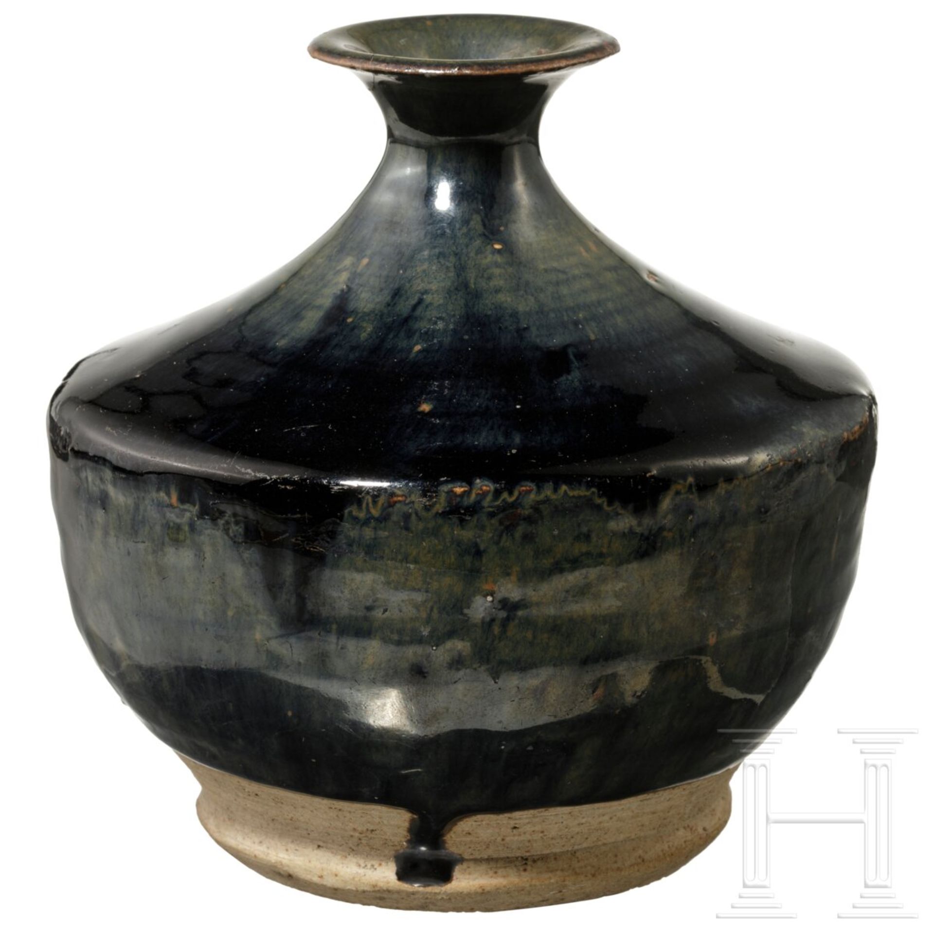Schwarz-braun glasierte "Henan"-Weinflasche, China, wohl Song-/Yuan-Dynastie - Bild 3 aus 5