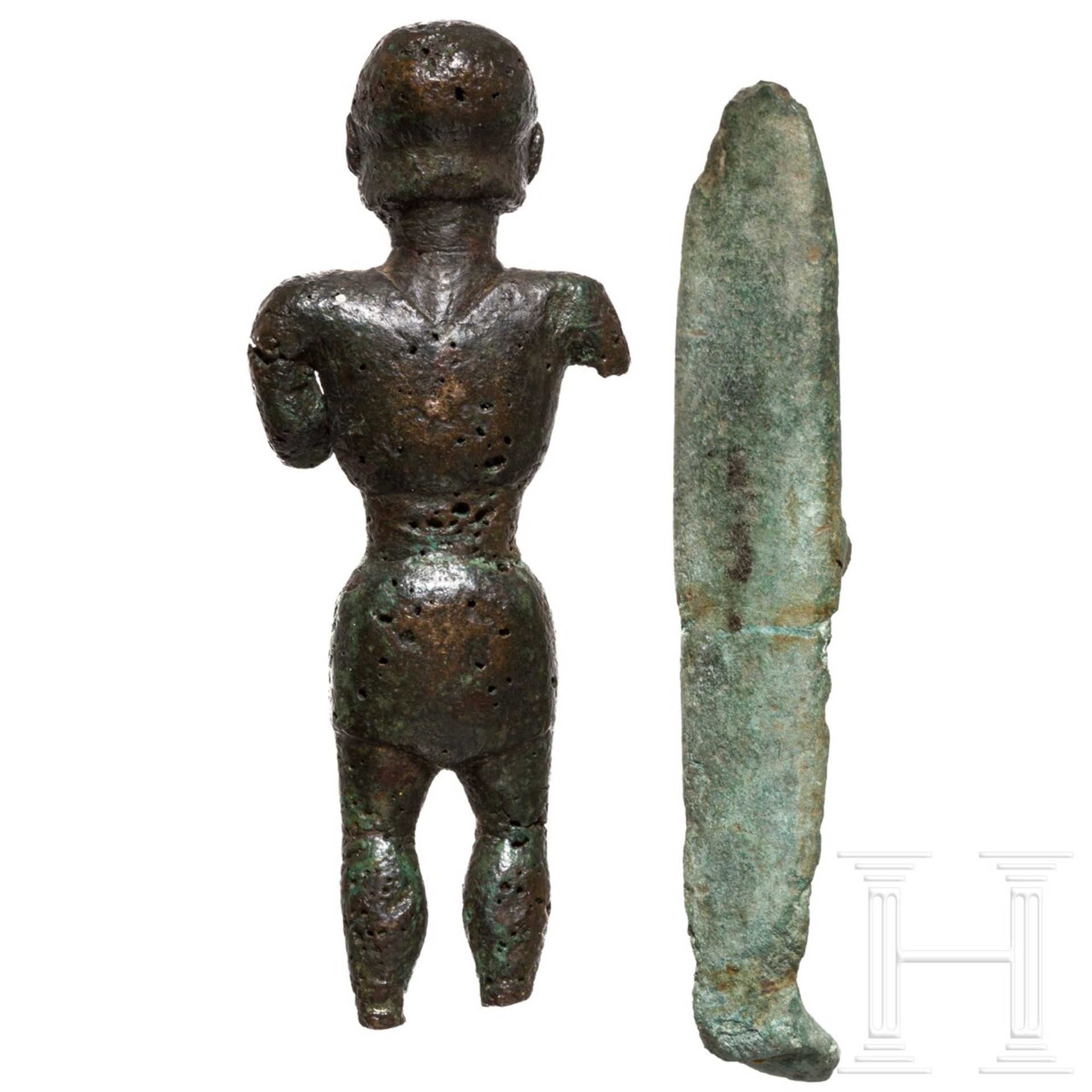 Zwei bronzene Votivstatuetten, iberisch, 4. - 2. Jhdt. v. Chr. - Bild 3 aus 4