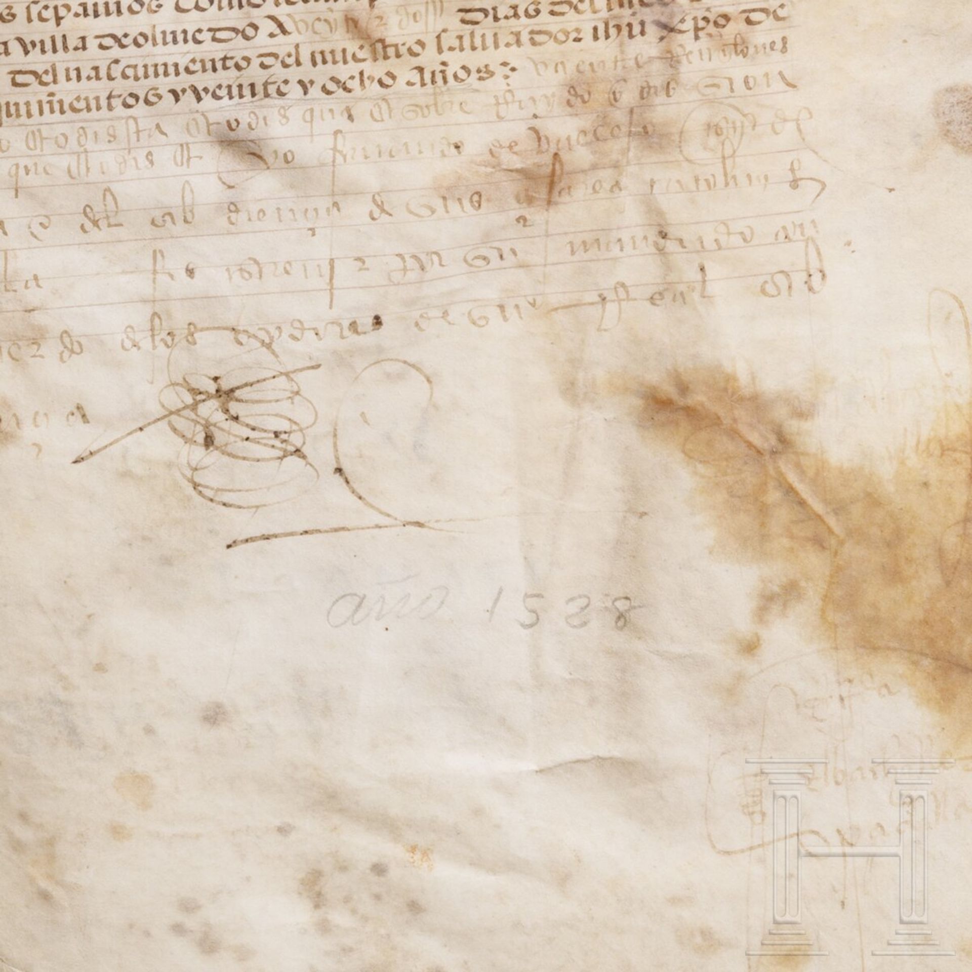 Dokument zur Familie Robles unter Karl V., datiert 1528 - Image 5 of 5