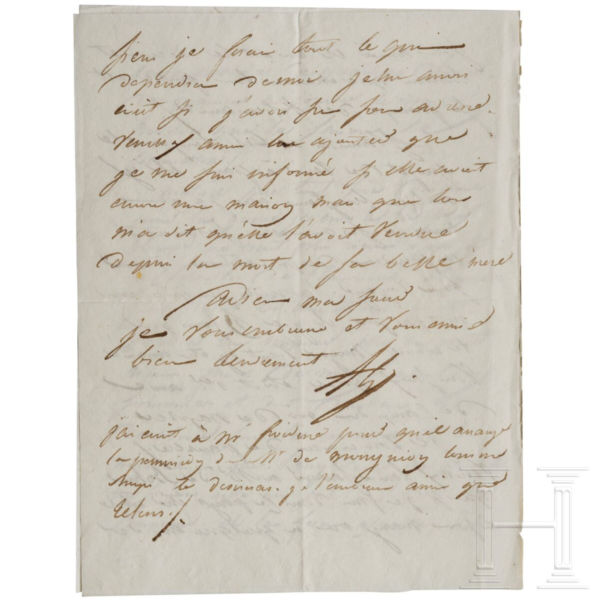 Alexandre Louis Robert de Girardin - Autograph, datiert 8.11.1806 - Bild 3 aus 3