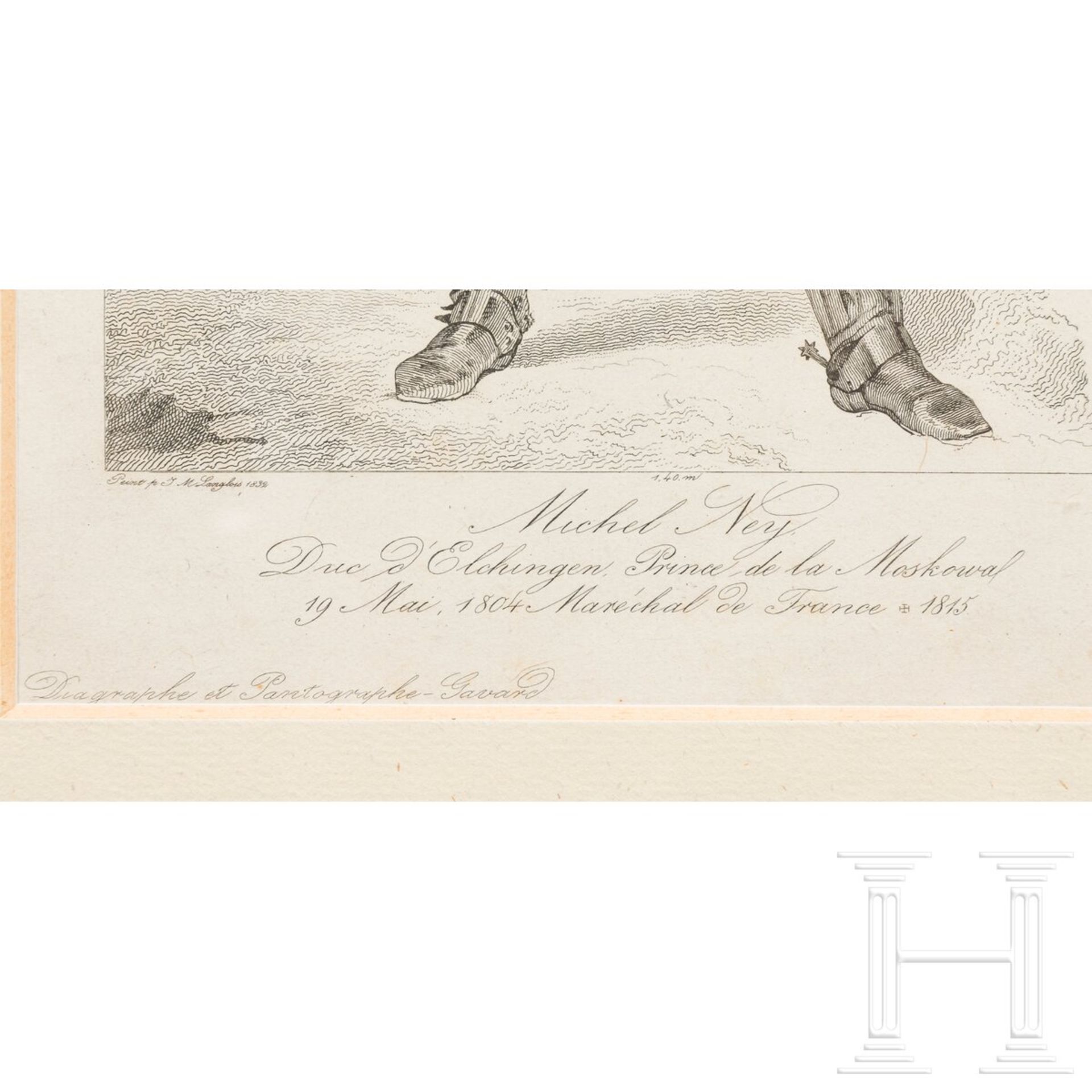 Zeitgenössisches Aquarell von Napoleon und Stich von Ney - Bild 4 aus 8
