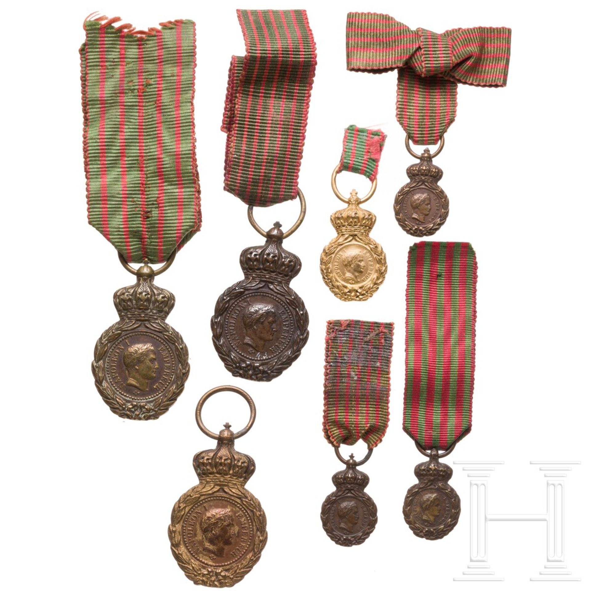 St.-Helena-Medaille - drei Reduktionen und vier Miniaturen