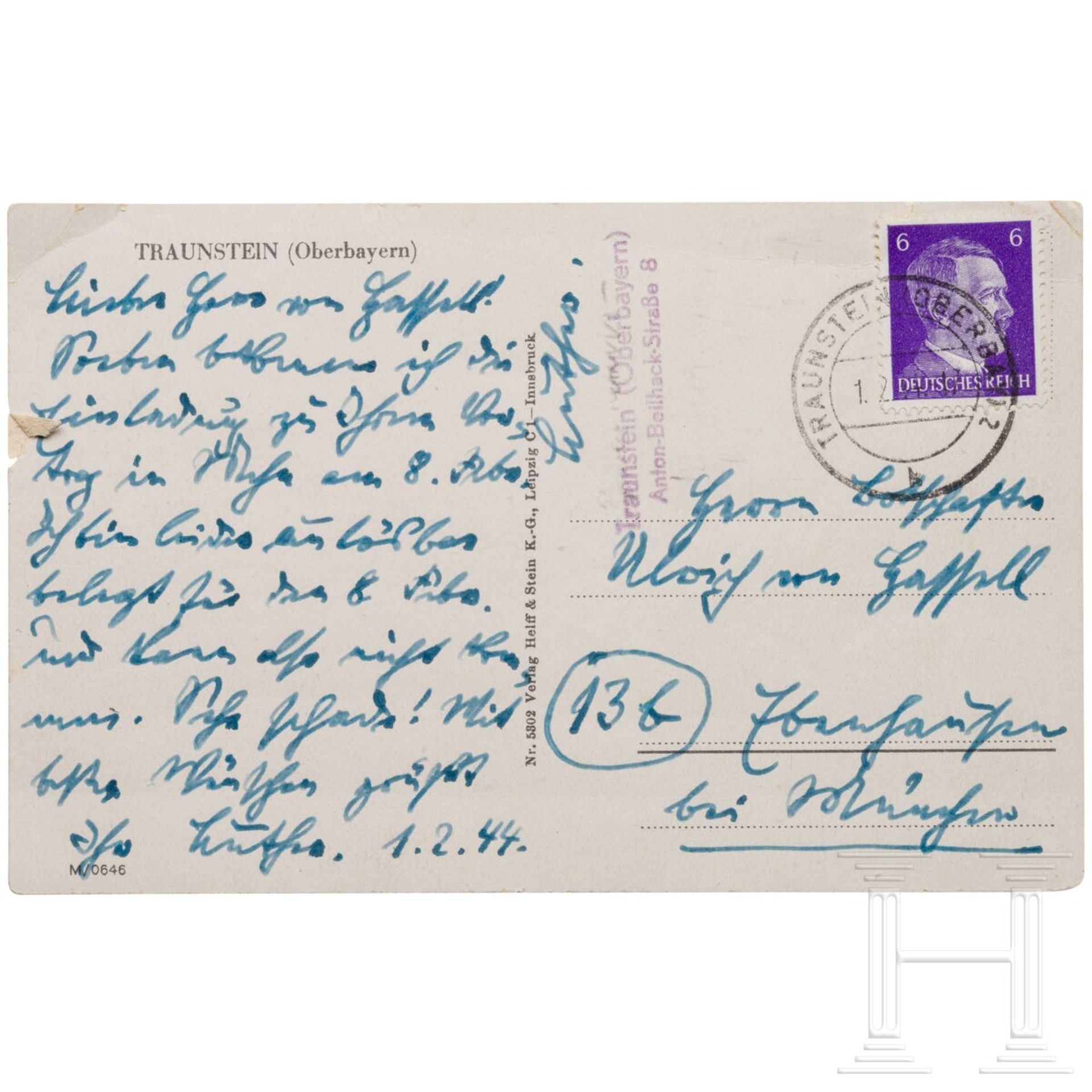 Paul Freiherr von Eltz-Rübenach und von Ulrich von Hassel - zwei Autographen und ein Postkarte - Bild 2 aus 2