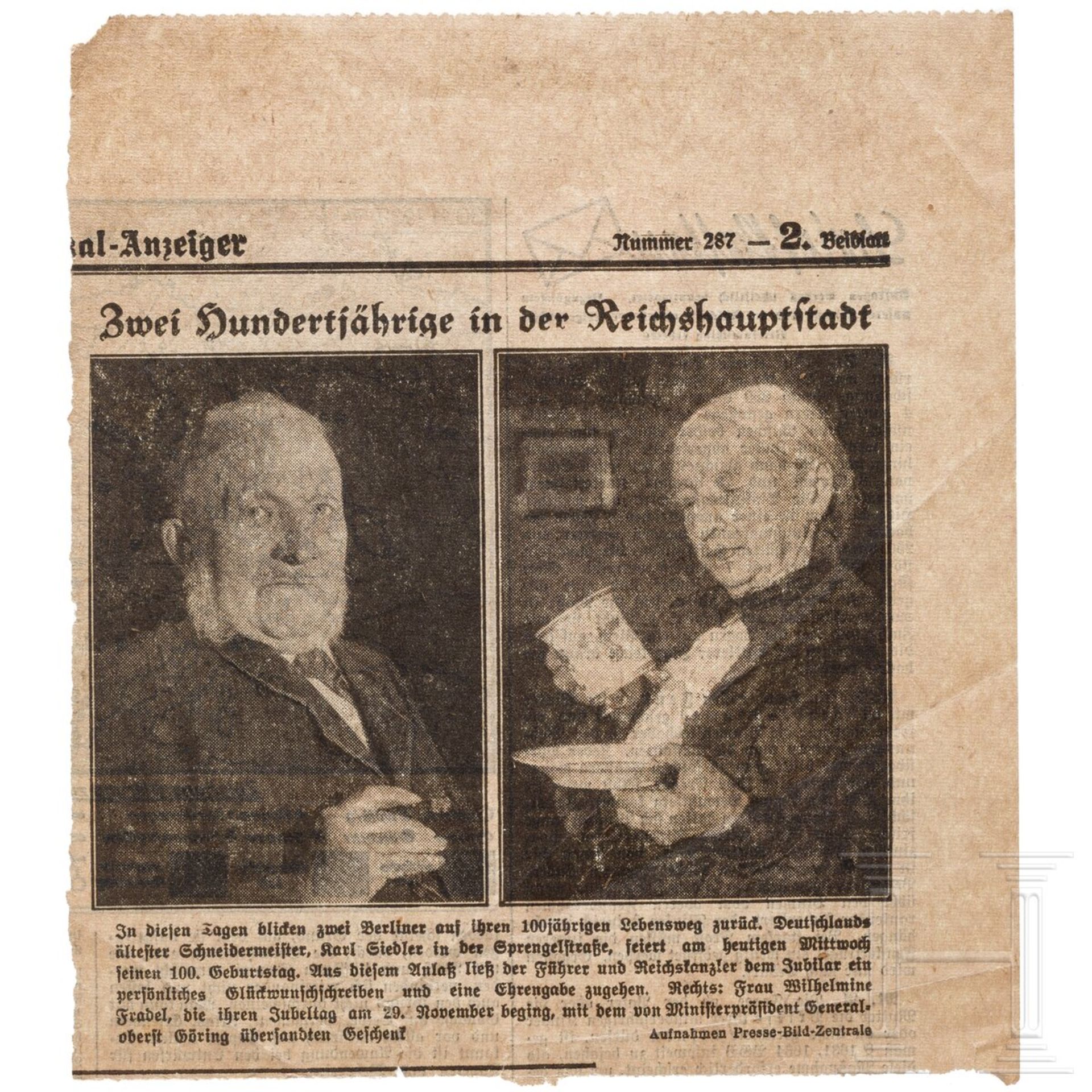 Hermann Göring - Glückwunschreiben zum einem 102 Geburtstag - Image 2 of 2