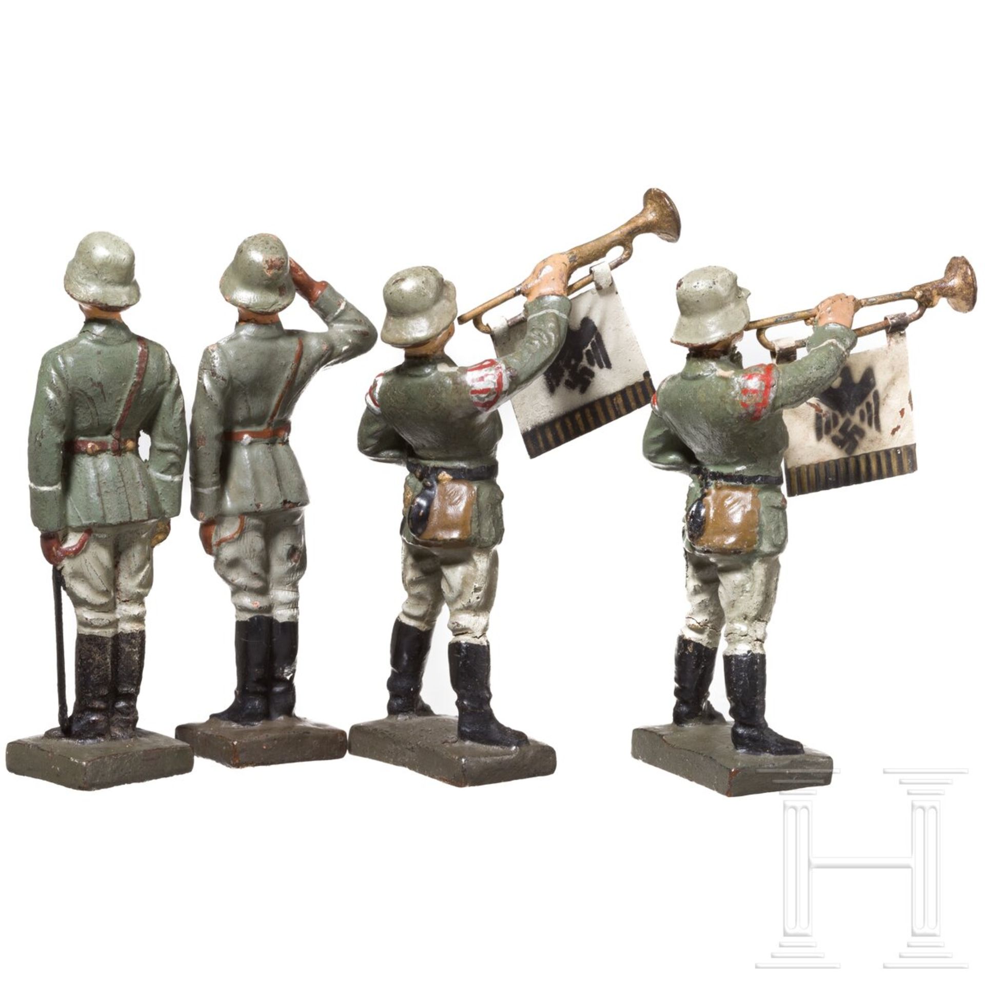 Vier stillgestandene Lineol Soldaten des Heeres mit Fanfarenbläsern - Bild 2 aus 3