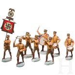 Acht Elastolin SA-Musiker mit Standartenträger der NSDAP