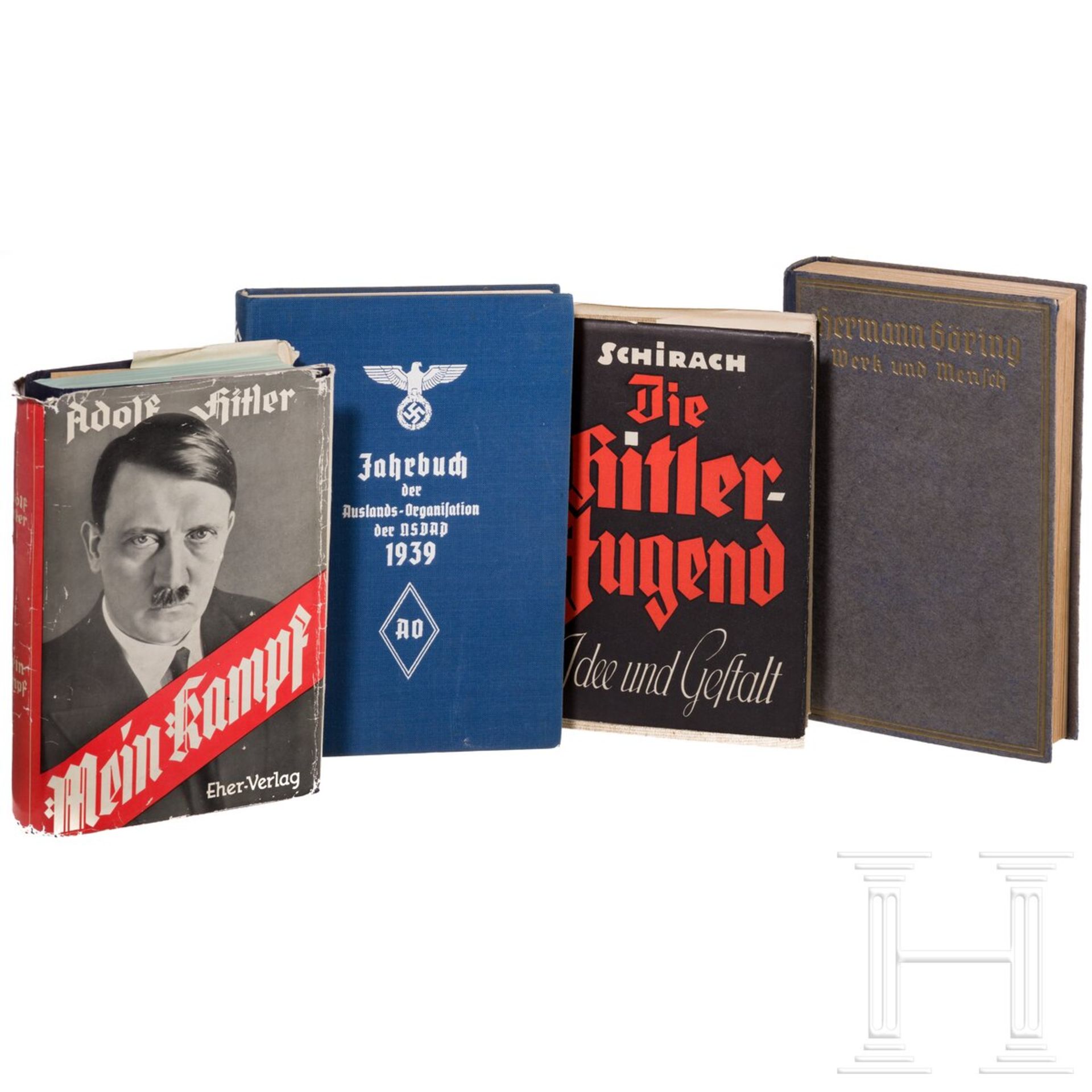 Vier Bücher - "Mein Kampf", Hermann Görings "Werk und Mensch", "Jahrbuch der Auslands-Organisation d