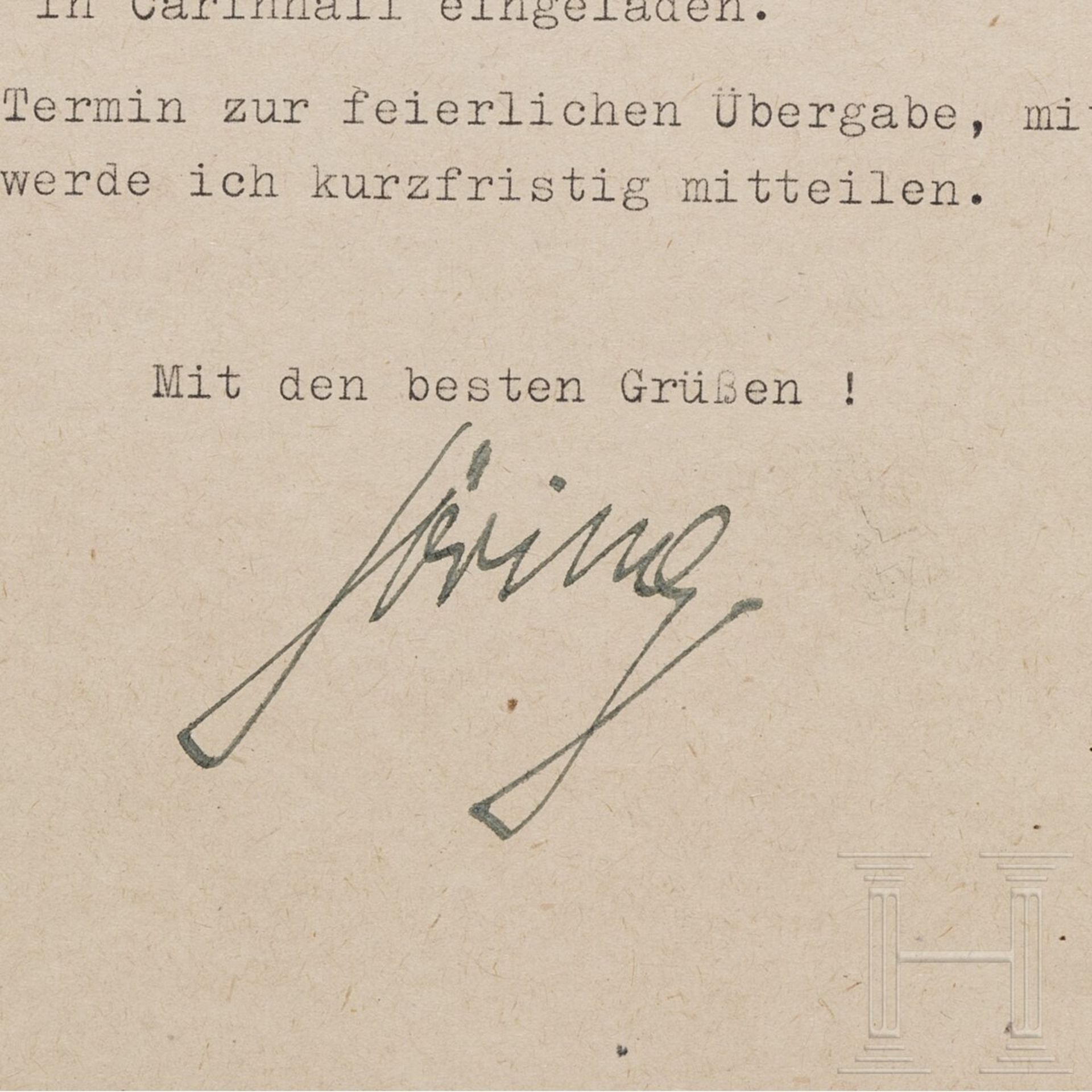 Hermann Göring - Tintenunterschrift auf einem Schreiben an den Ortsgruppenleiter von Groß Dölln in d - Bild 2 aus 2