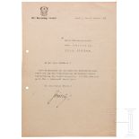 Hermann Göring - Tintenunterschrift auf einem Schreiben an den Ortsgruppenleiter von Groß Dölln in d