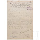 König Vittorio Emanuele III. - Urkunde mit Autograph, datiert 9.12.1941