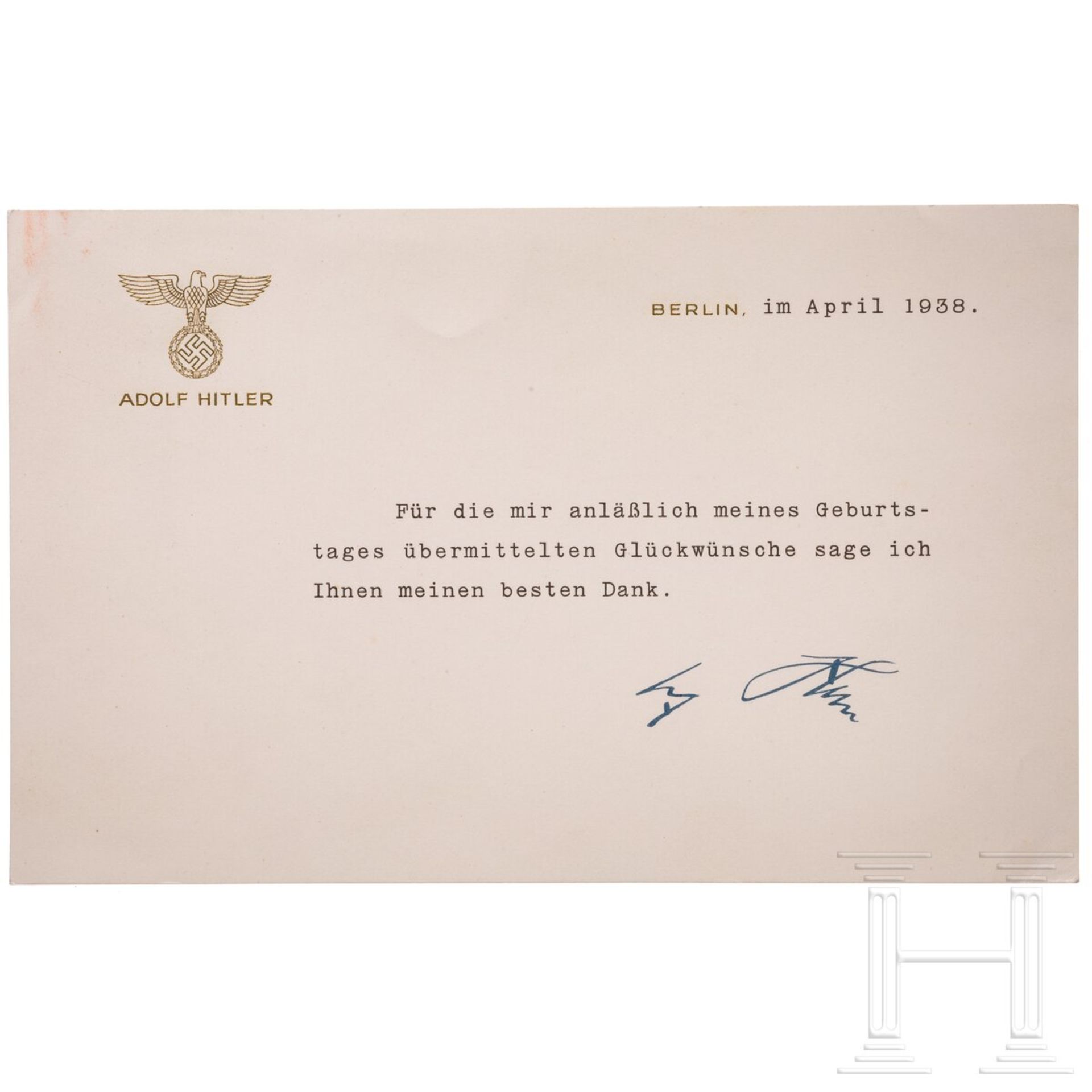 Susi Demoll und Adolf Hitler - Dankeskarte für Geburtstagswünsche
