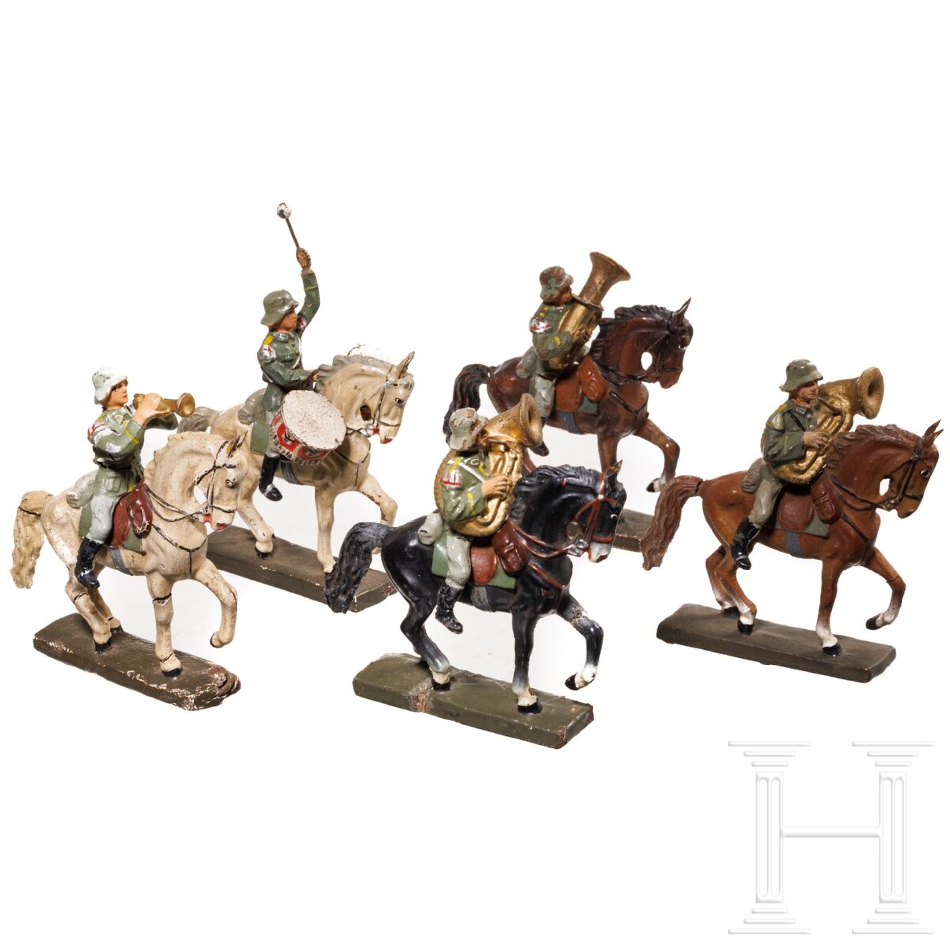 Lineol fünf Musiker des Heeres zu Pferd mit Kesselpauker
