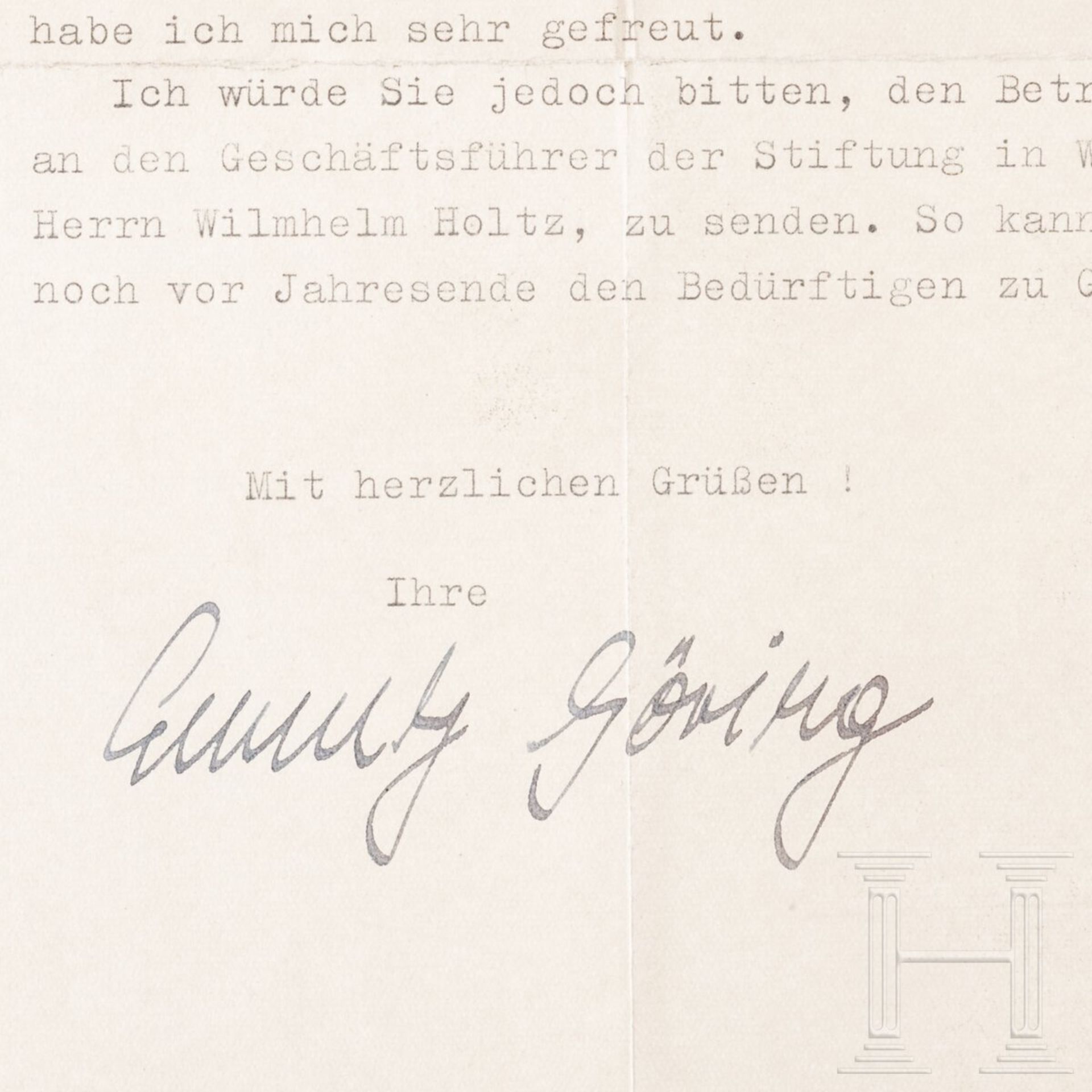 Emmy Göring - Tintenunterschrift auf einem Dankschreiben - Image 2 of 2
