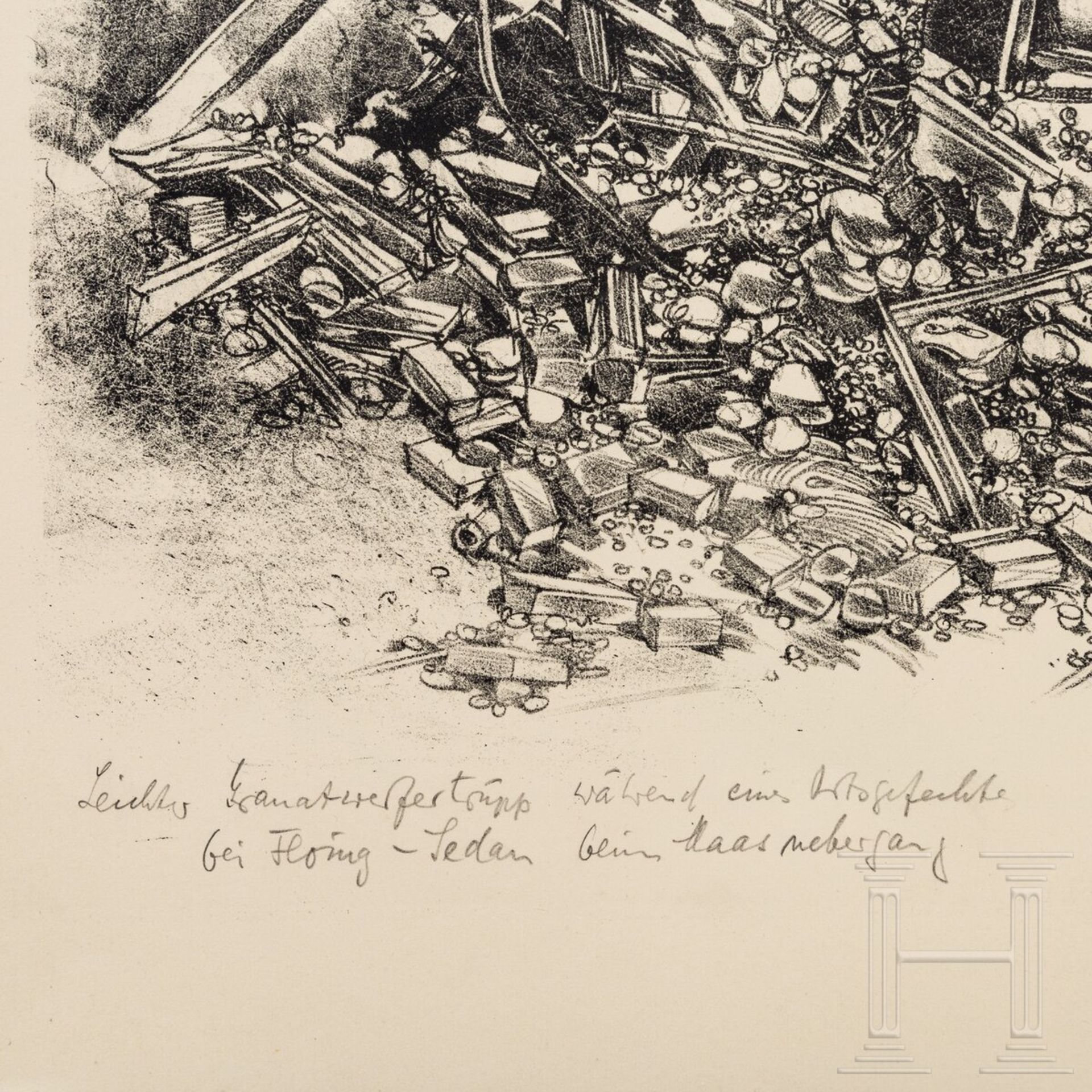 Josef Arens - 14 Steindrucke der Wehrmacht in Rotterdam und Dünkirchen - Image 12 of 12