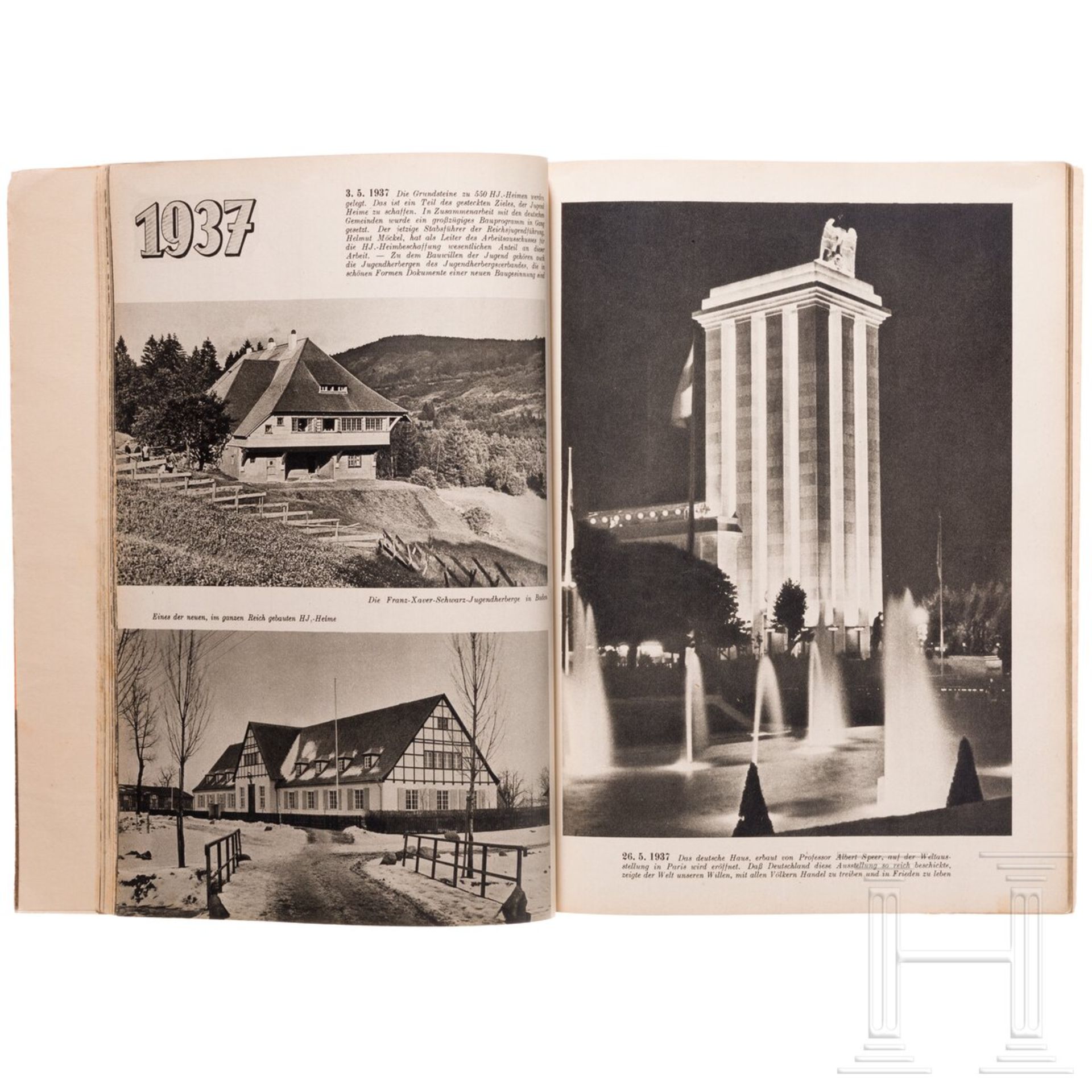 Mein-Kampf-Hochzeitsausgabe von 1940, Ausgabe 1936 mit Einleger vom Eher-Verlag sowie Buch "Das Reic - Image 2 of 5