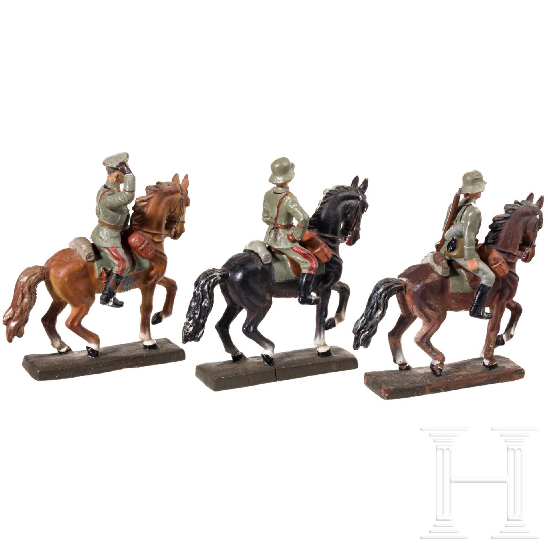 Drei Lineol Soldaten zu Pferd, dabei ein General mit beweglichem Arm 5/191 - Bild 2 aus 5