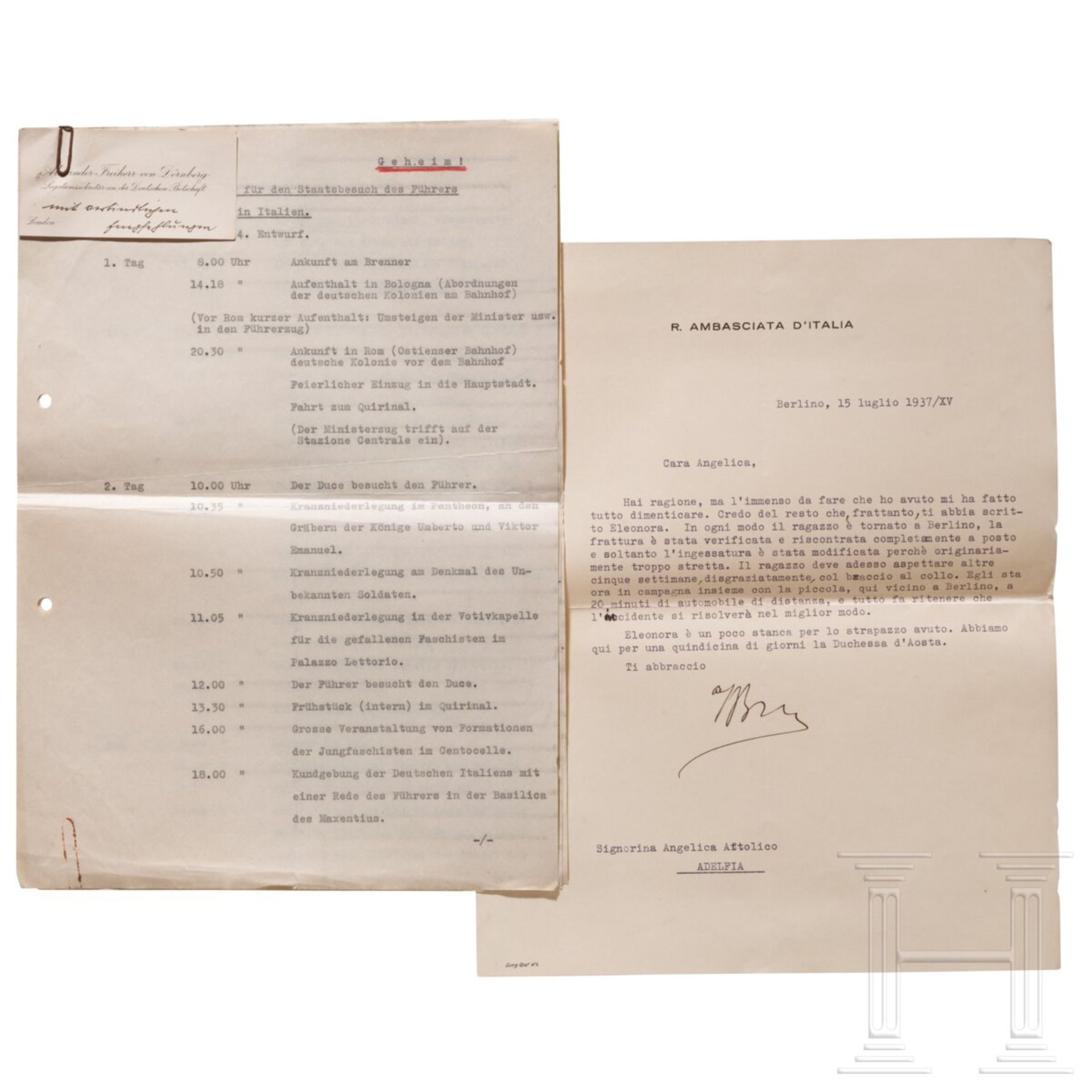 Bernardo Attolico (1880 - 1942) - Dokumente und Bücher aus dem Nachlass des italienischen Botschafte - Bild 3 aus 16