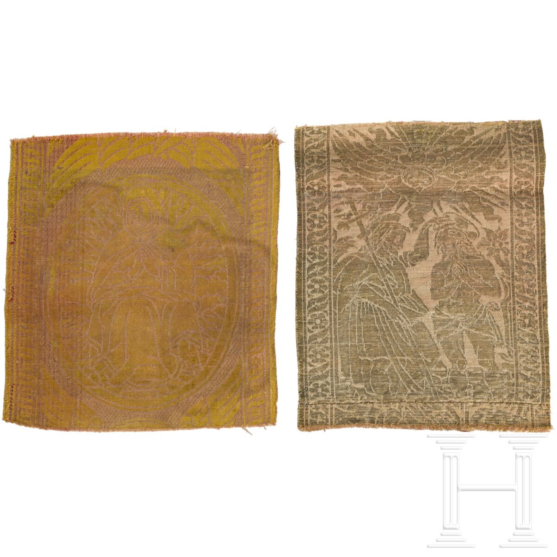 Gruppe von fünf sakralen Textilfragmenten, Florenz, 15. Jhdt. - Bild 3 aus 6