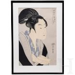 Dame mit Liebesbrief, nach einer Vorlage aus der Kasen Koi no Bu-Serie von Kitagawa Utamaro (喜多川 歌麿,