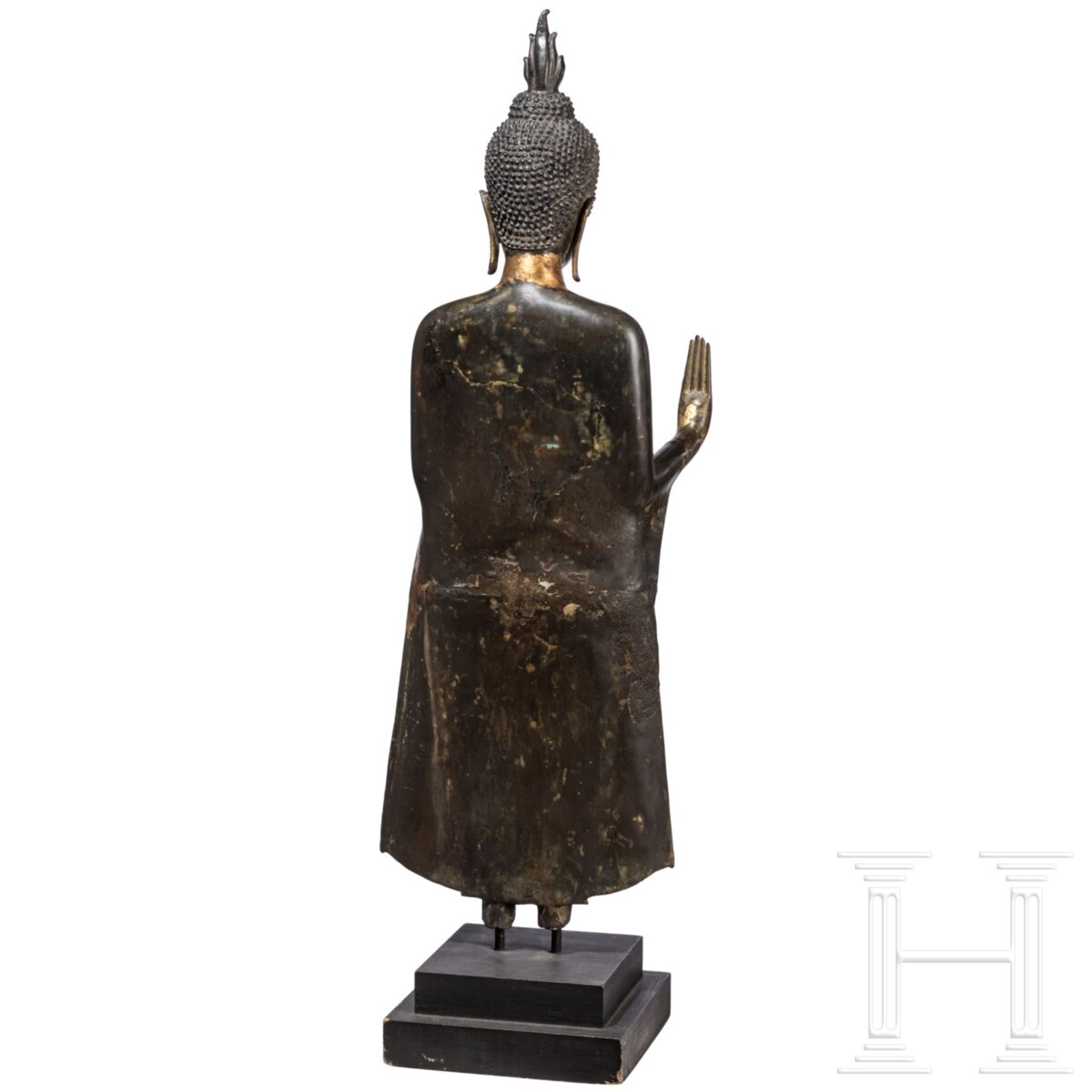 Große Bronze des stehenden Buddha, Thailand, 18./19. Jhdt. - Bild 4 aus 6