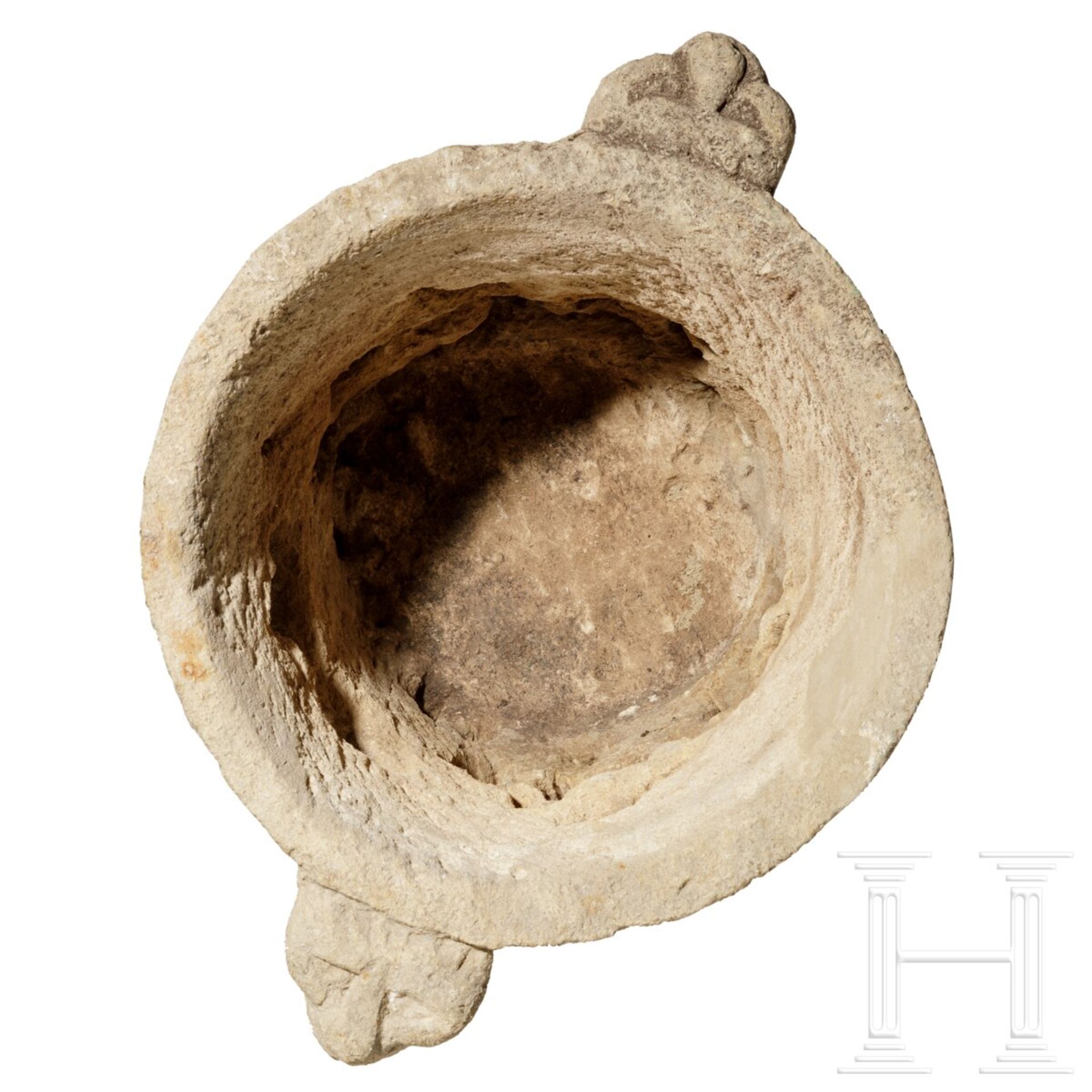 Kalkstein-Cachepot im romanischen Stil, Italien, 19. Jhdt. - Bild 3 aus 3